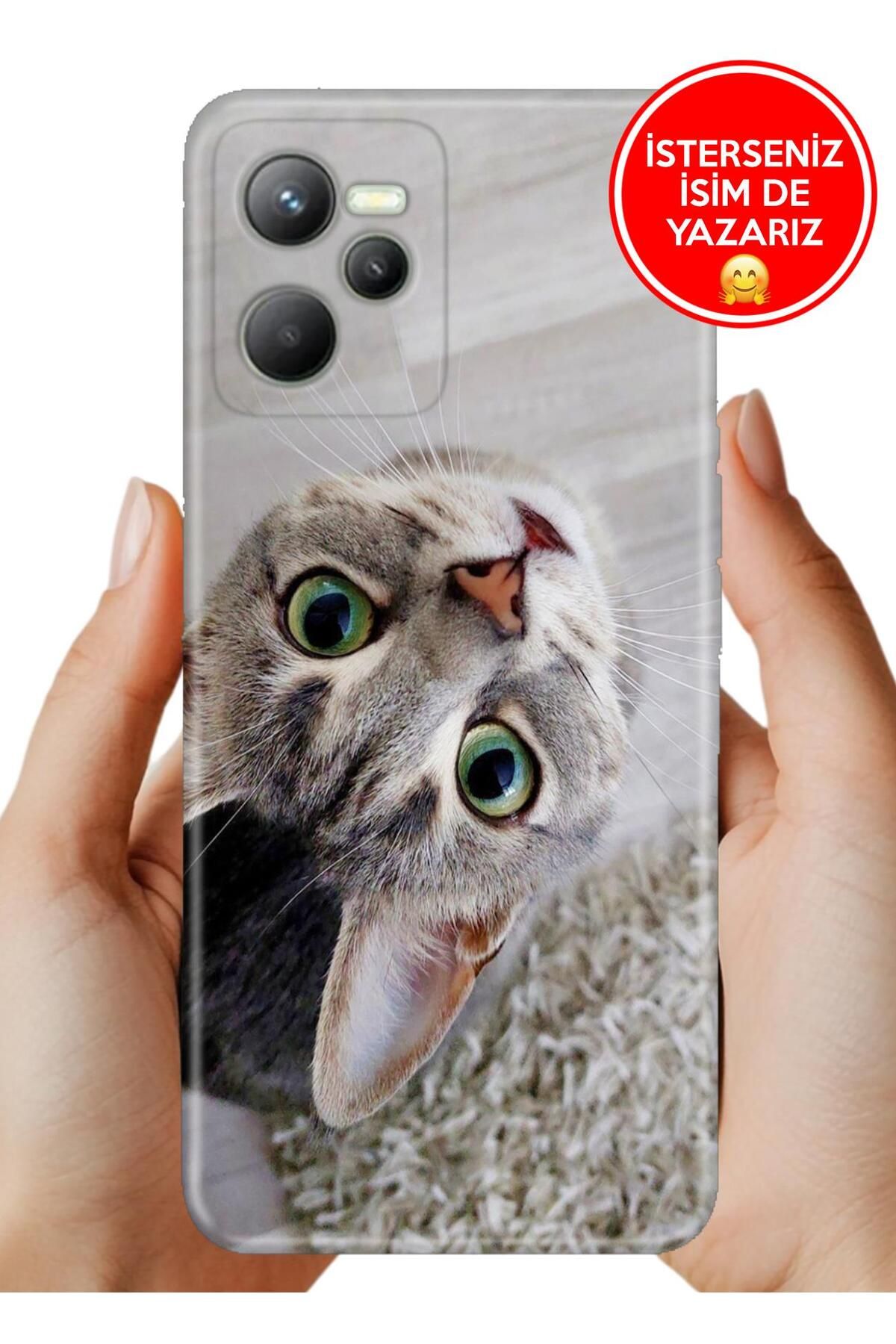 realme C35 Kılıf Desenli Baskılı Kamera Korumalı ZRR Silikon Evdedi Kedi