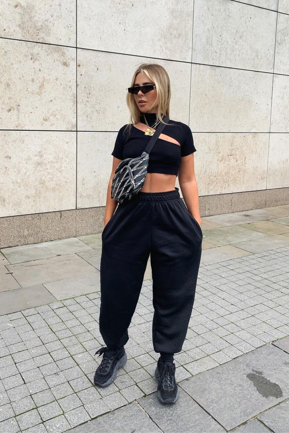 vladivosto  İki Iplik Yazlık Bol Kalıp Büyük Beden Gri Siyah Kadın Yüksek Bel Baggy Oversize Eşofman Altı Jogger - Görsel 7