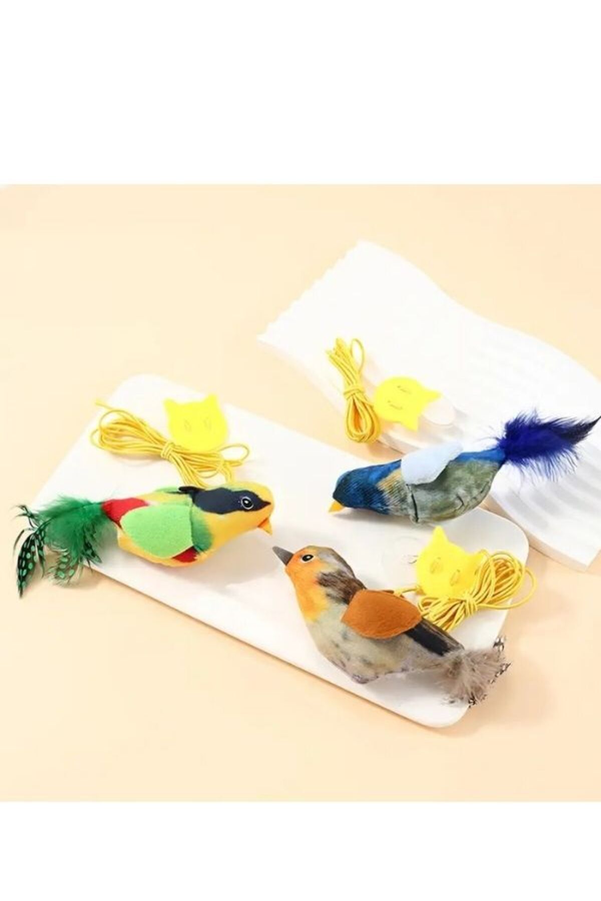 Hünkar-Interactive Plush Bird with Realistic Bird Sound, Cat Toy Furry String Cat Toys with Cat Mint 3