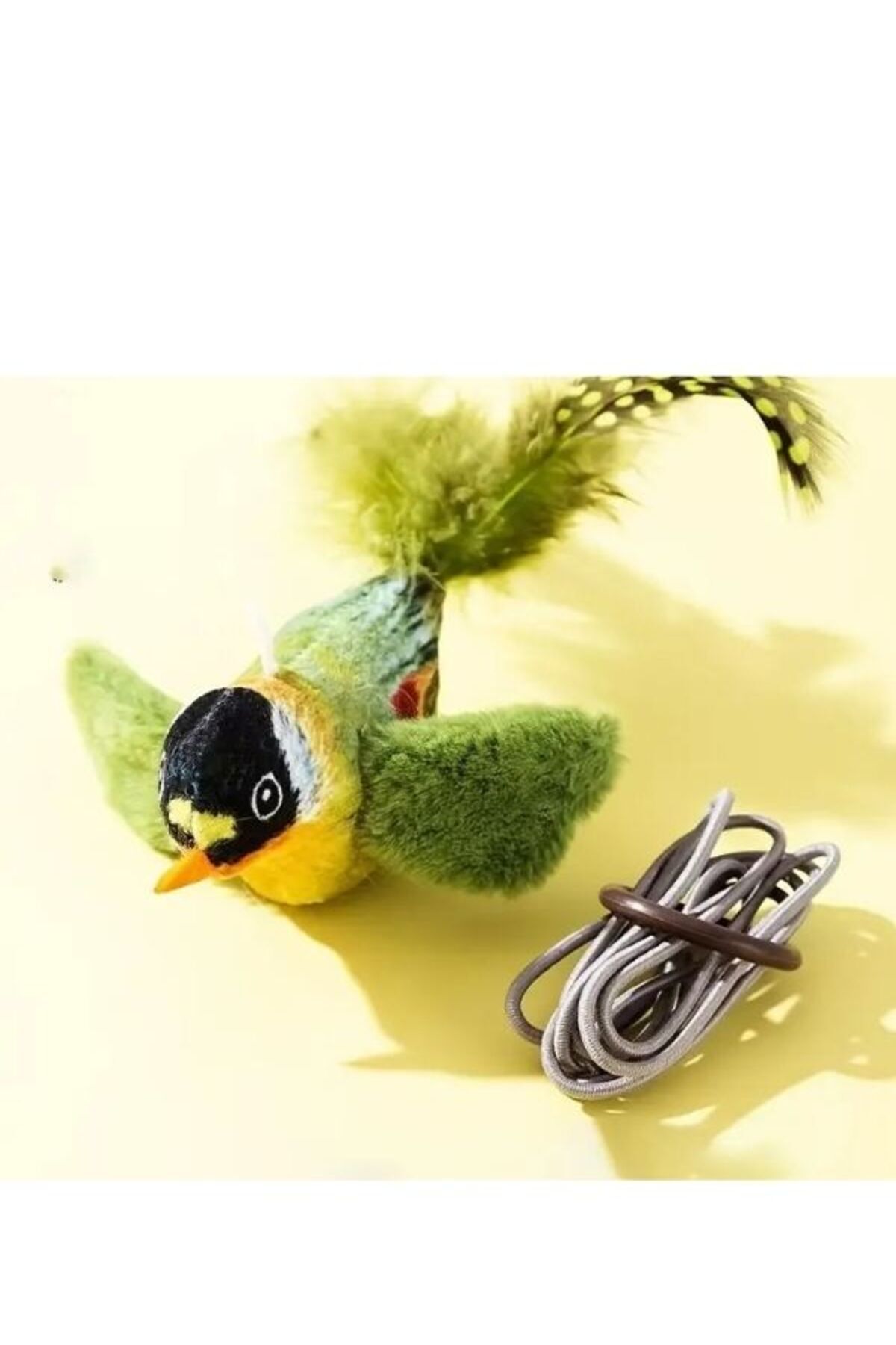 Hünkar-Interactive Plush Bird with Realistic Bird Sound, Cat Toy Furry String Cat Toys with Cat Mint 6