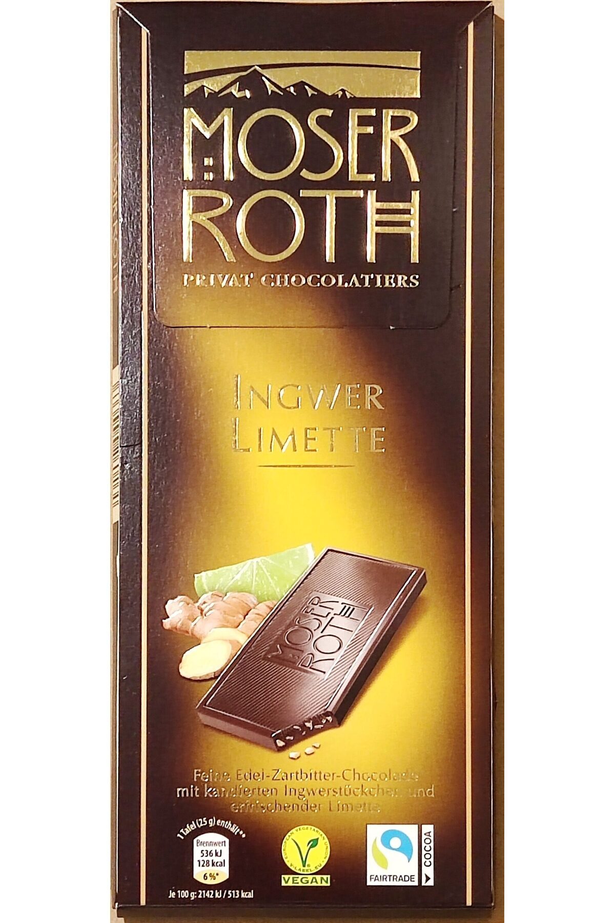 moser roth Ingwer Limette 125g Orijinal Alman Çikolatası (Vegan ...