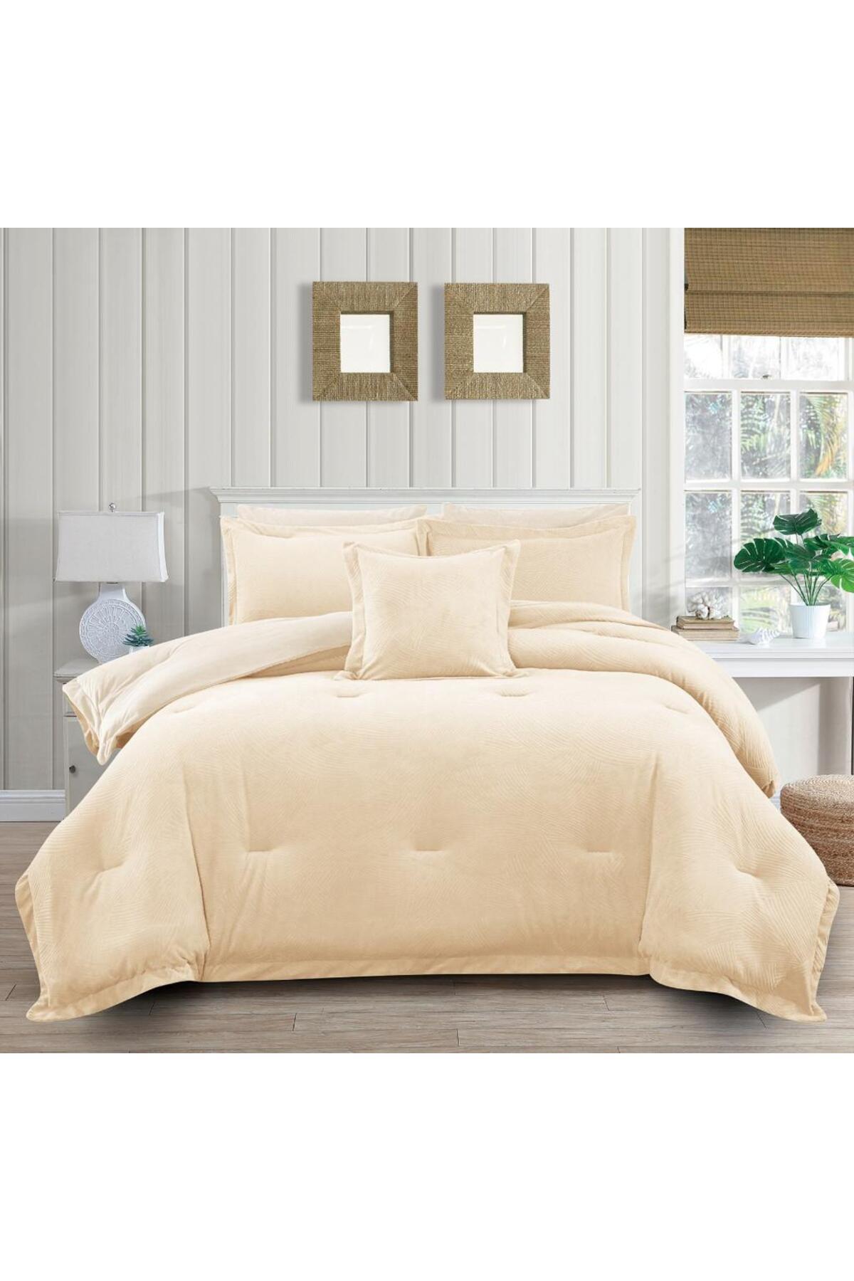 Generic-En Zone Winter Single and a Half Bedspread 4 Pieces || Light Beige 2