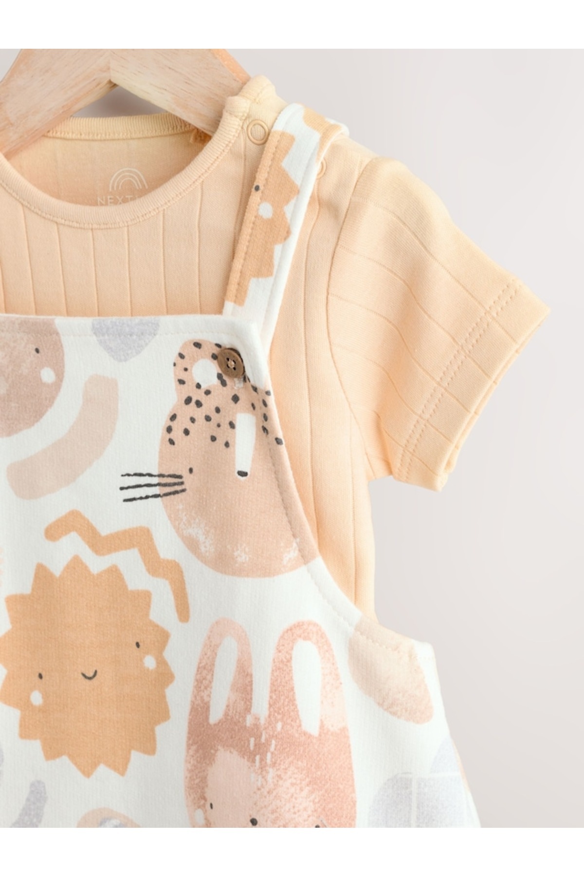 Next Baby-100% Cotton Cream Safari Salopet Bodysuit Set 3