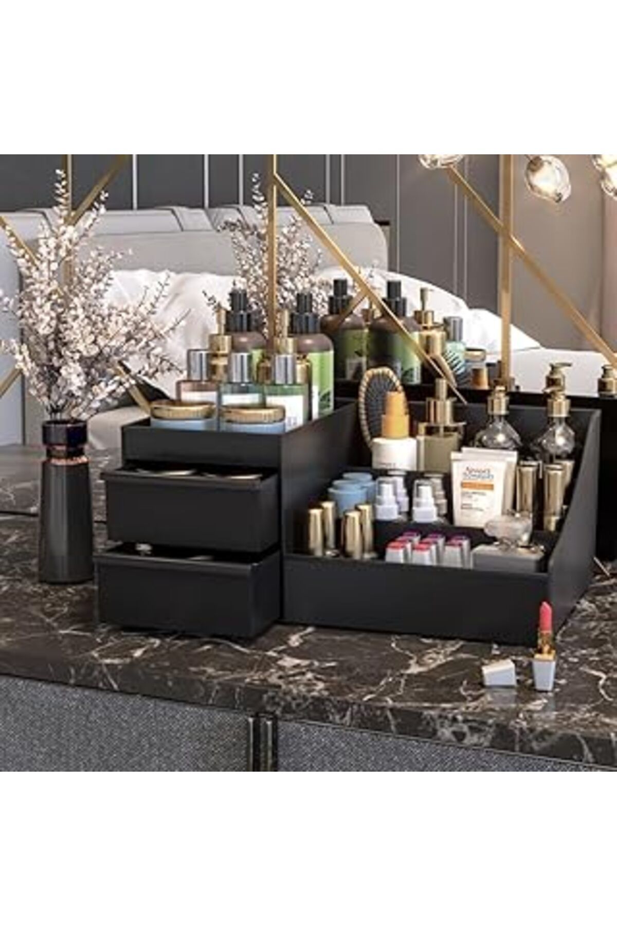 karadağsb Elegance Makyaj Kozmetik Düzenleyici Organizer (Siyah)