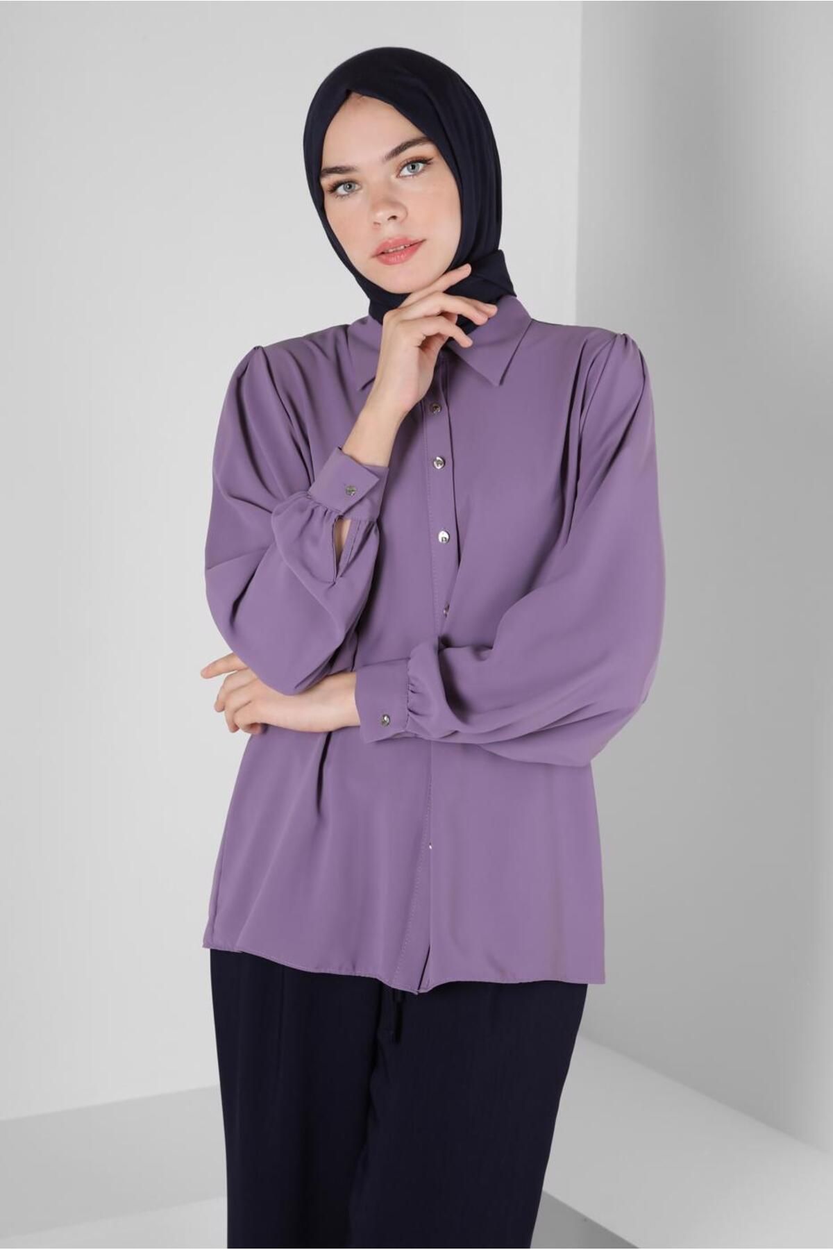 بلوز دکمه سر بالون 43870 Alvina