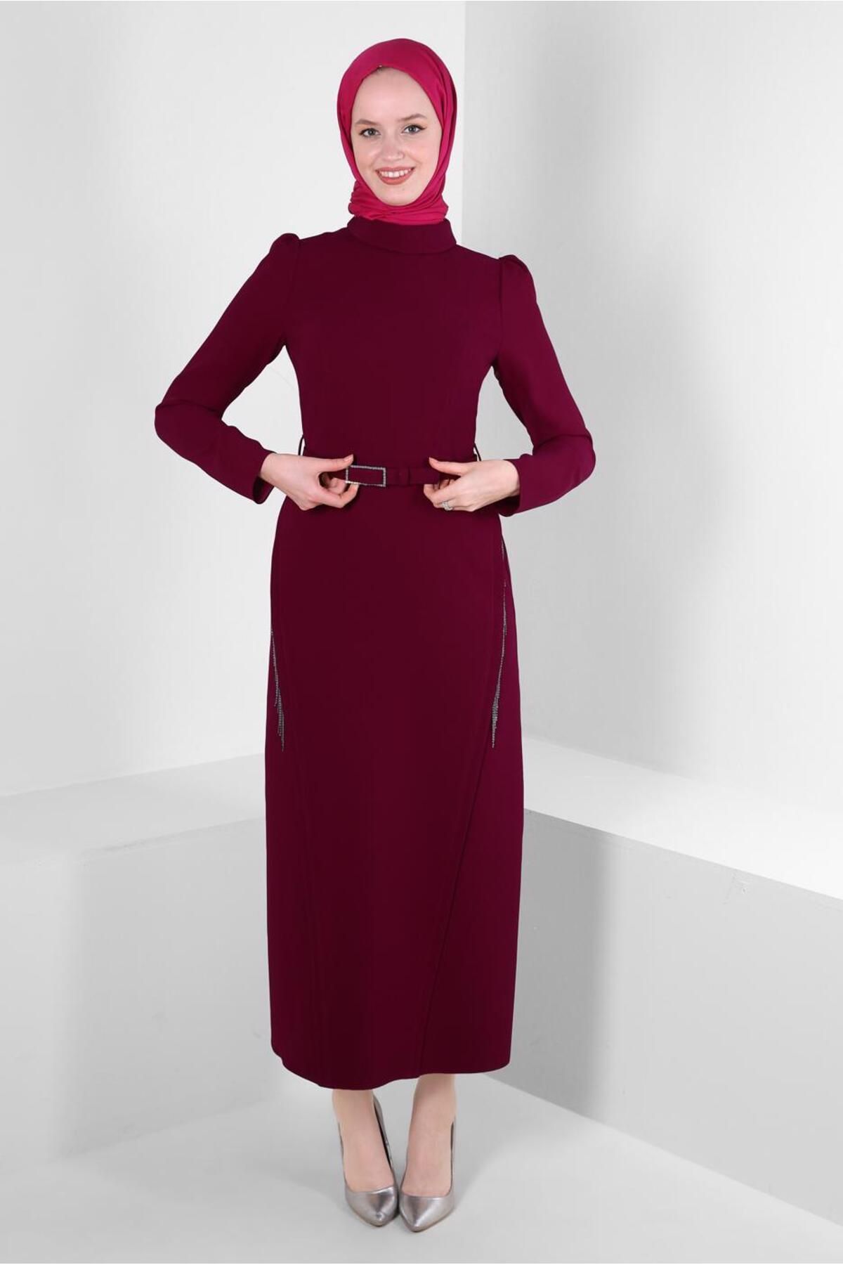 لباس کرپ کمربند زنجیری 43546 Alvina