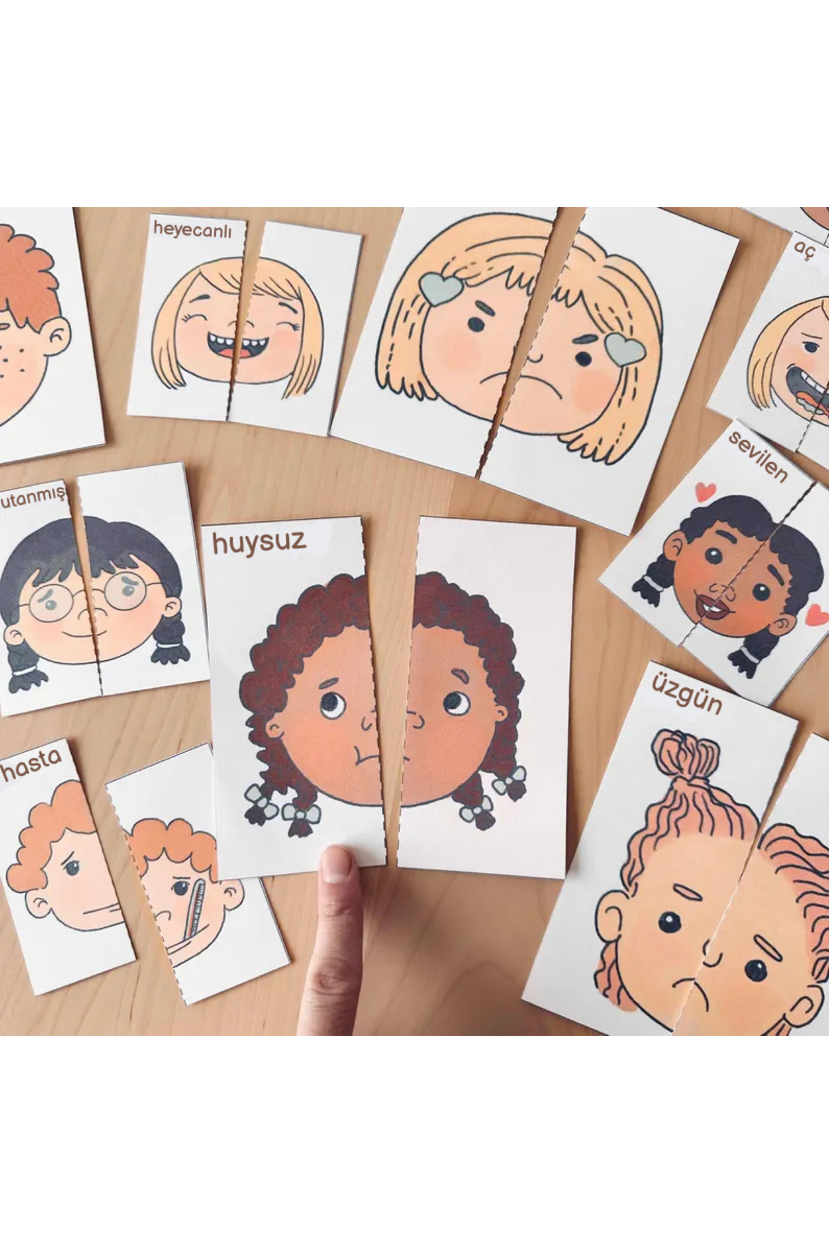 Organik Yolda Duygu Bulmacaları (24 Kart), Okul Öncesi Duyguları Öğreten, Eğlenceli, İki Parçalı Yapboz. fotoğrafı 4 (önizleme)