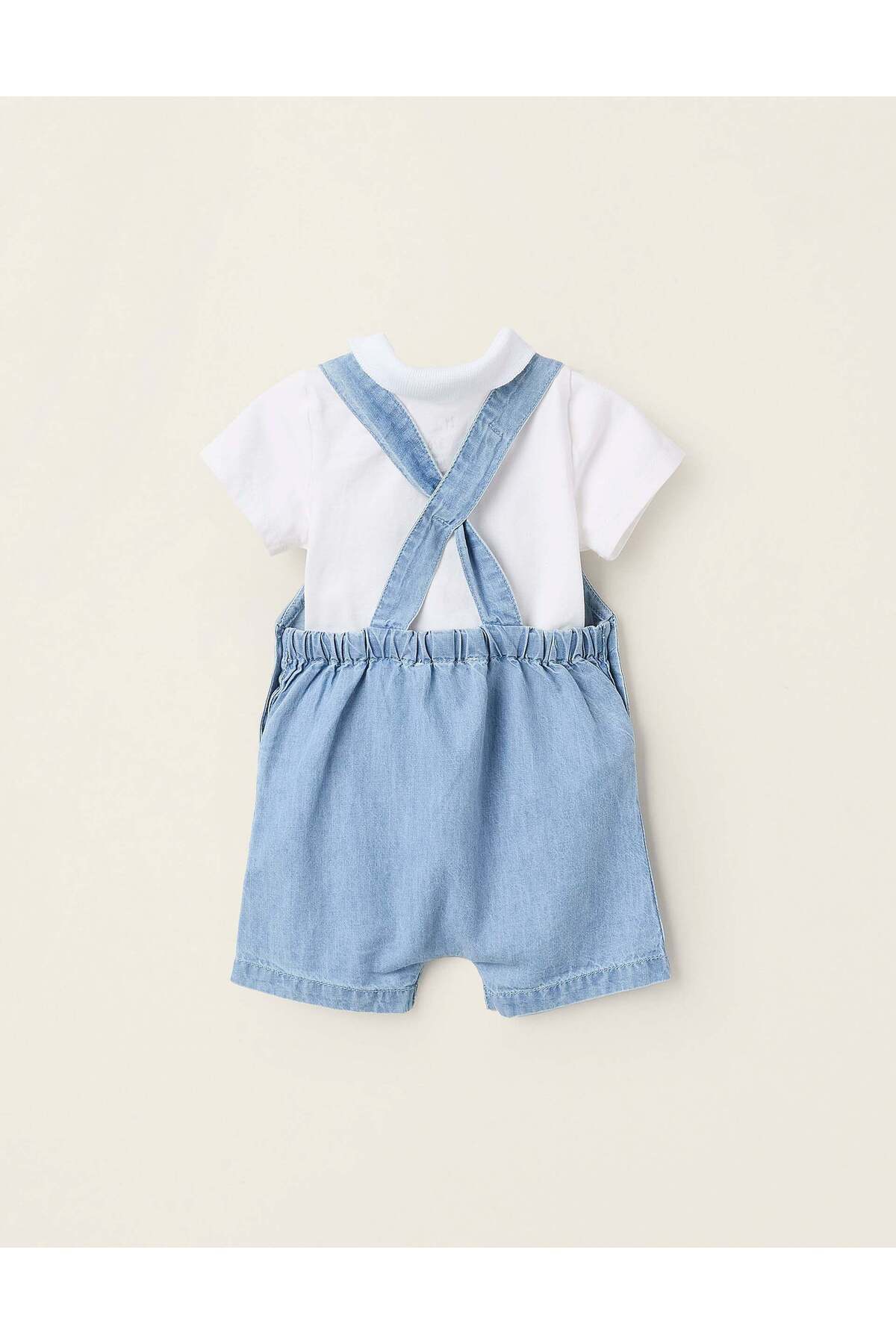 Ziddy-Bodysuit + Short Dungarees for Newborns, Blue/White 2