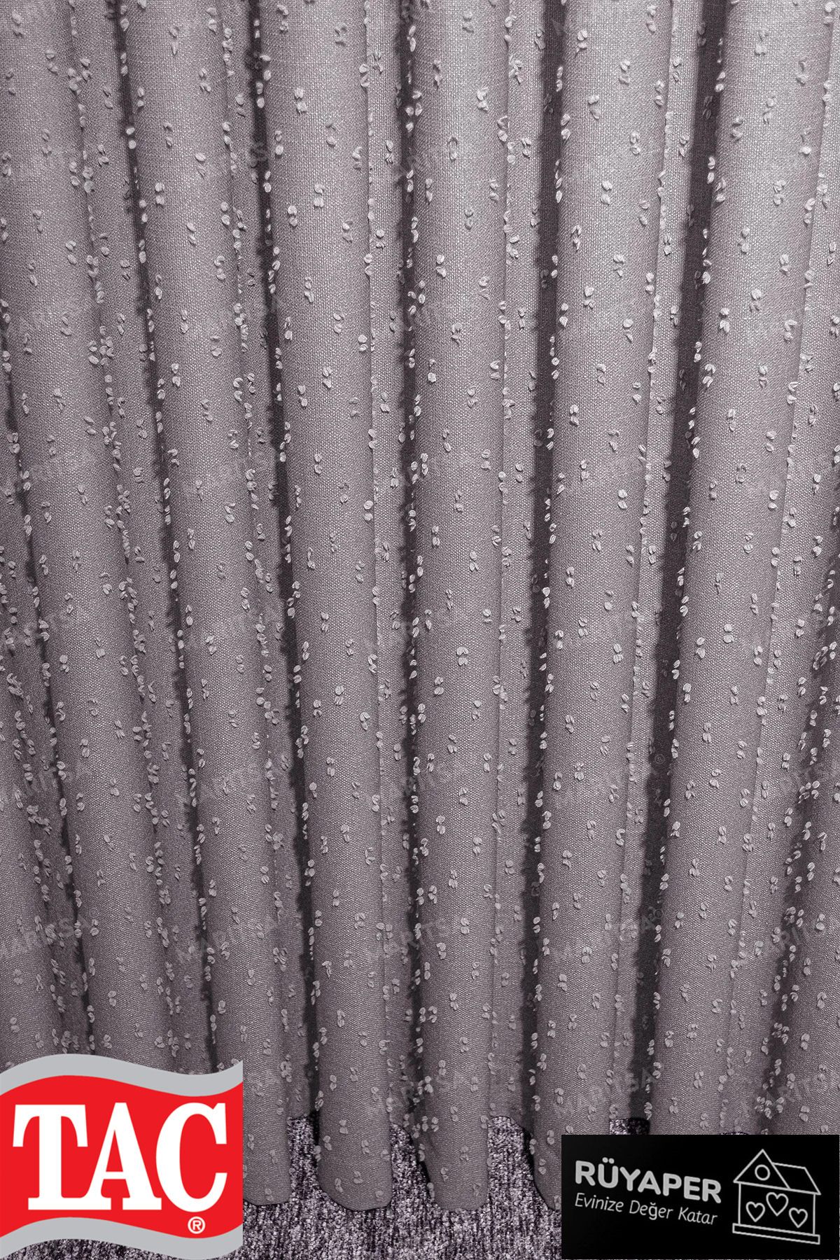 Taç-Dream Linen Series Grammage Pompom Pattern Powder Color Background Curtain Frequent Pleat Single Wing 5