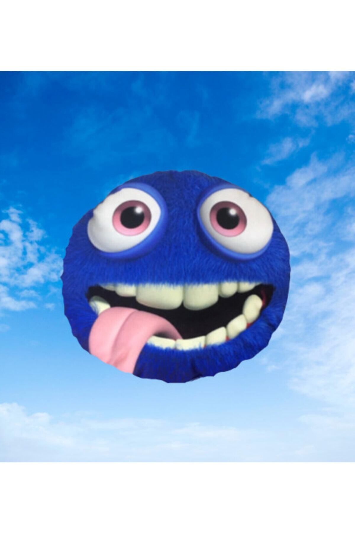 Navy Blue Humorous Emoji Cartoon Themed Toy Pillow. 30 Cm.