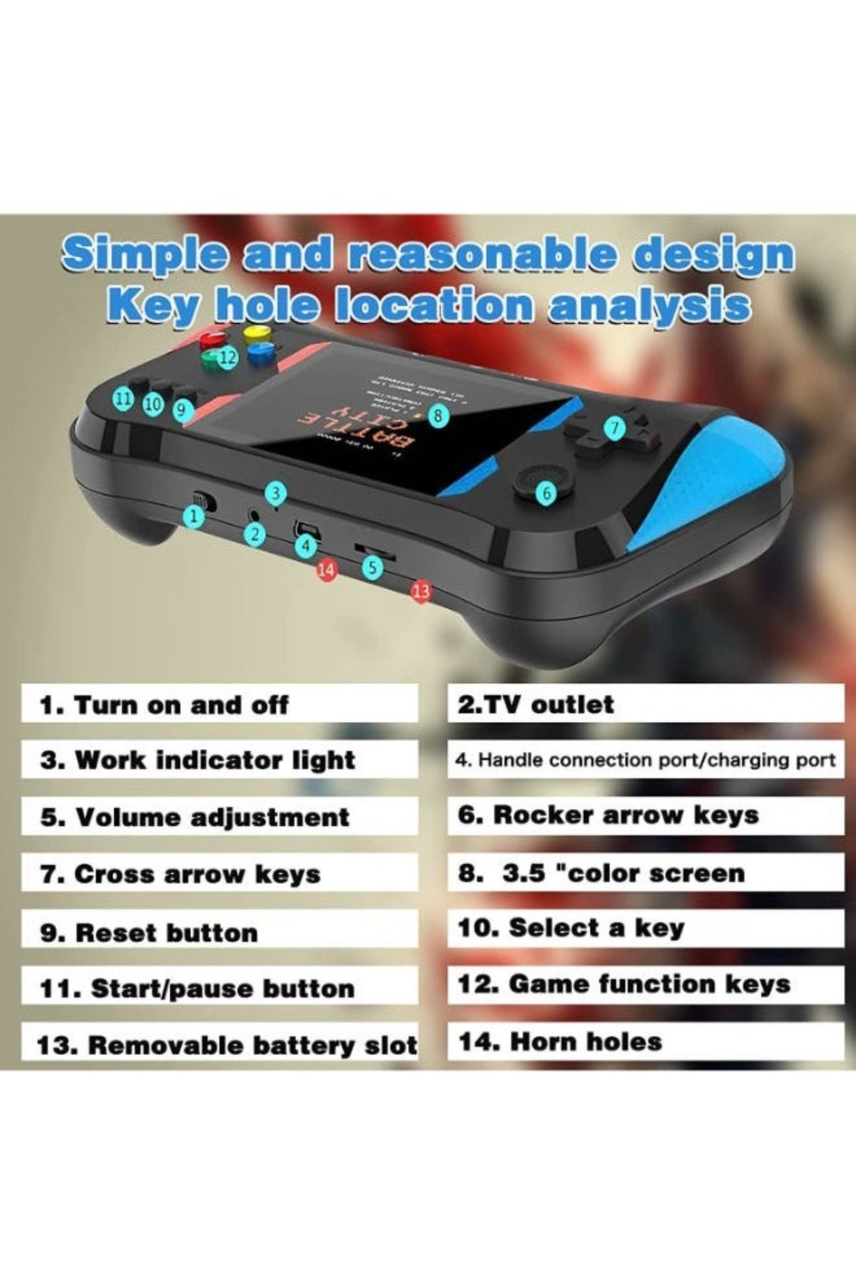 SUP-Video Game Console X7M Handheld Game Player HD/AV Output Built-in 500 Games 4