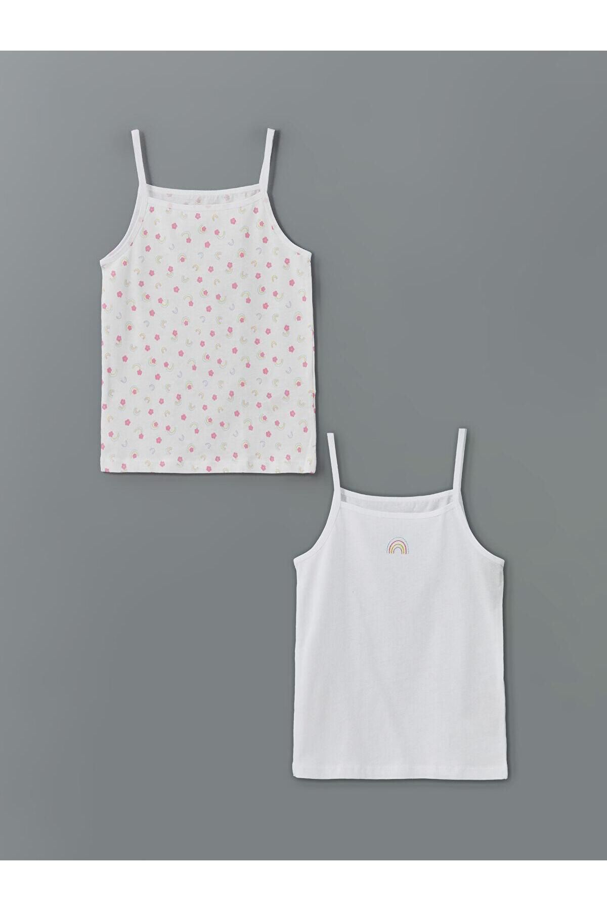 LC Waikiki-Lcw Kids Square Collar Floral Girl's Undershirt 2-Pack 1