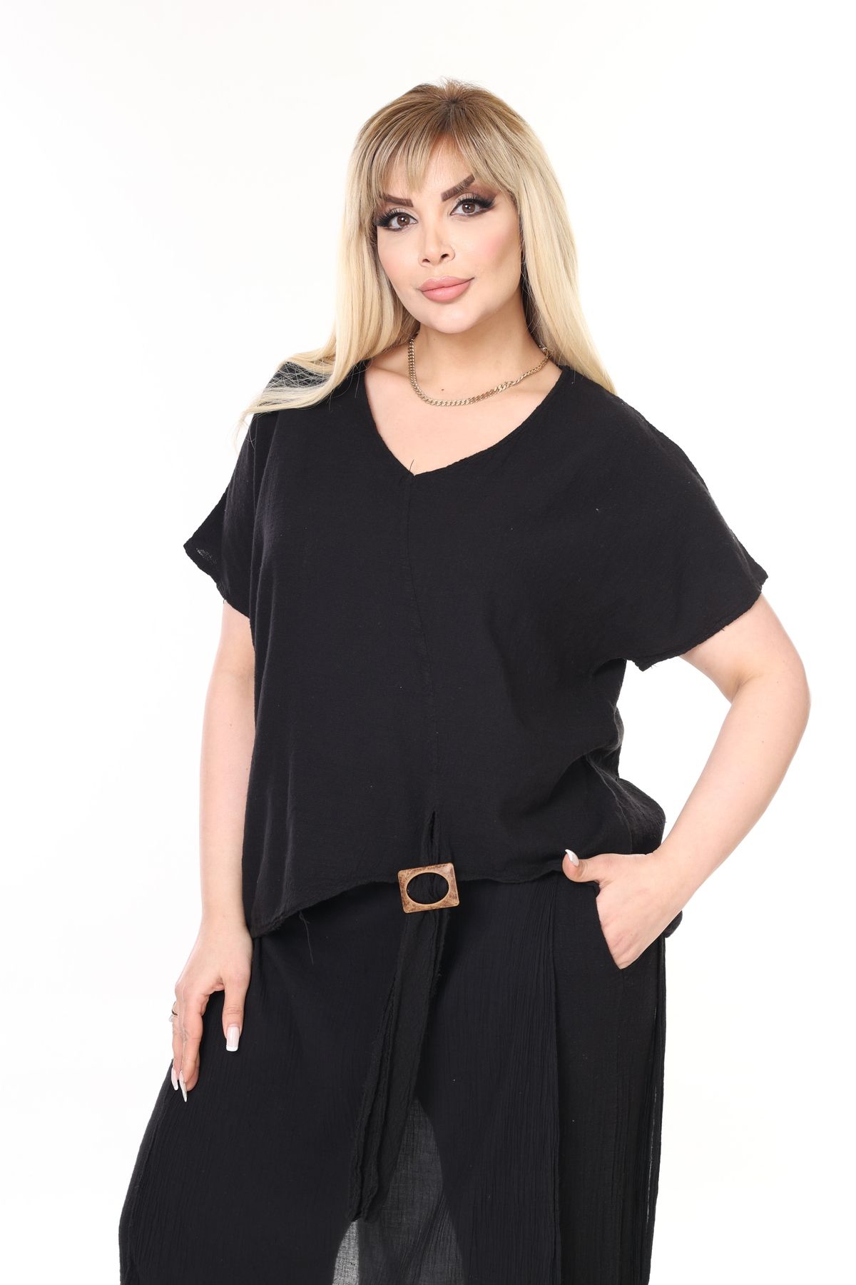 MJORA-Italian Linen Blouse & Pants Plus Size Set 3