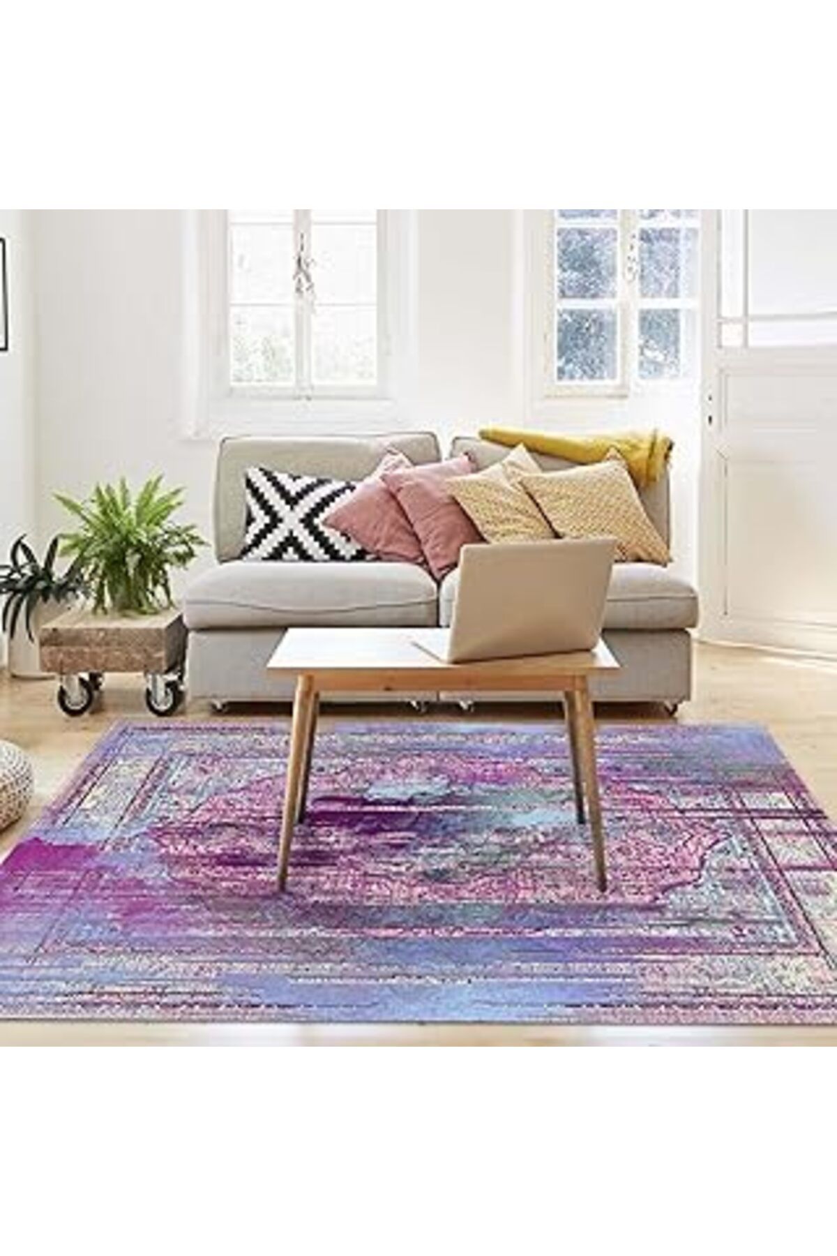 robotrend Latte Dizayn Justice Desenli Pamuk Tabanlı Yıkanabilen Kaydırmaz Antibakteriyel Salon Halısı 80X200