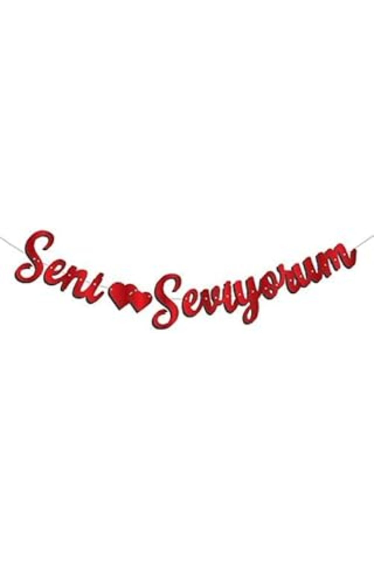 Mu Art Ahşap Benim Marifetlerim - Kaligrafi Seni Seviyorum Kırmızı Uzar Yazı