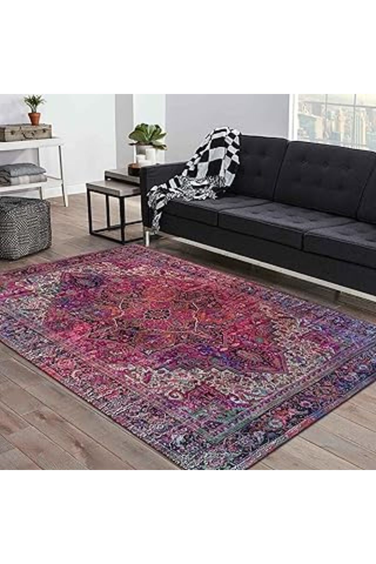 robotrend Latte Dizayn Ozrin Desenli Pamuk Tabanlı Yıkanabilen Kaydırmaz Antibakteriyel Salon Halısı 100X200