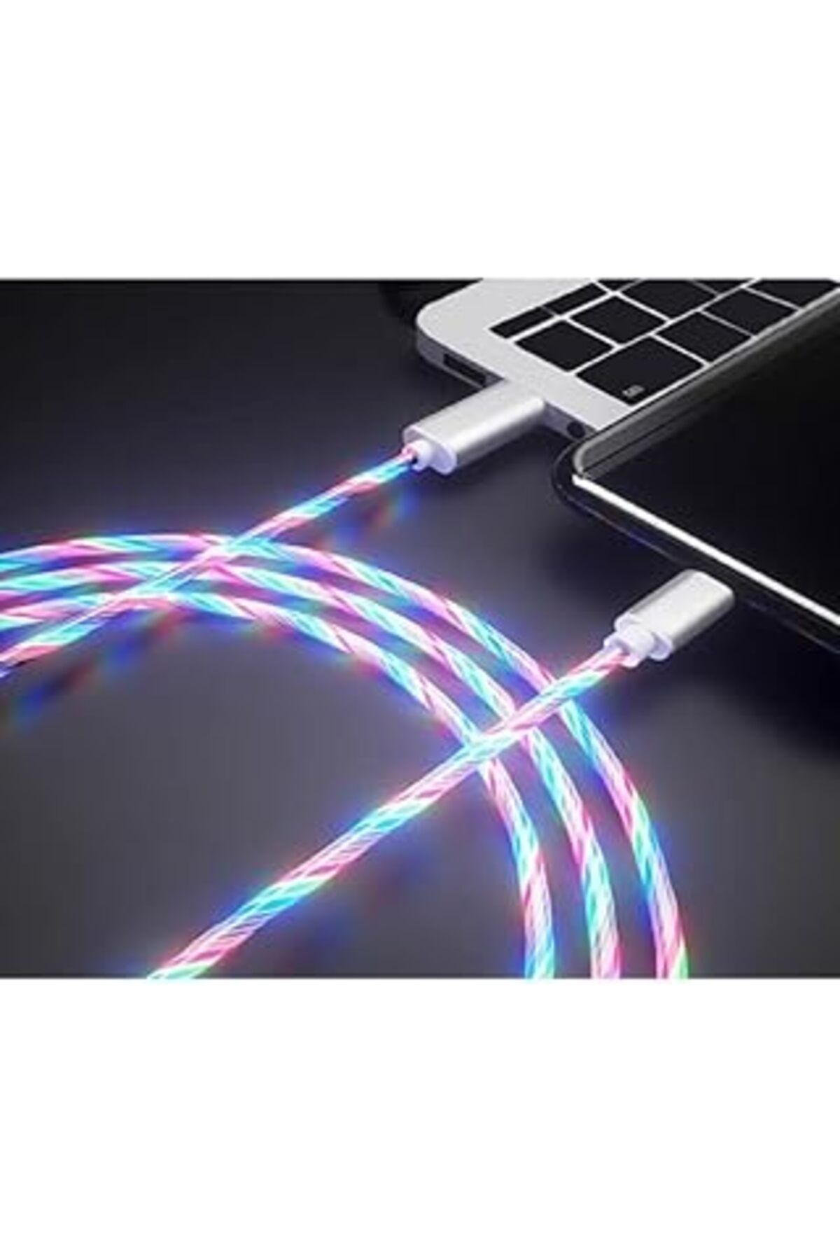 Pazarcan Manyetik Data Ve Hızlı Şarj Kablosu Led Işıklı Micro Usb Rgb