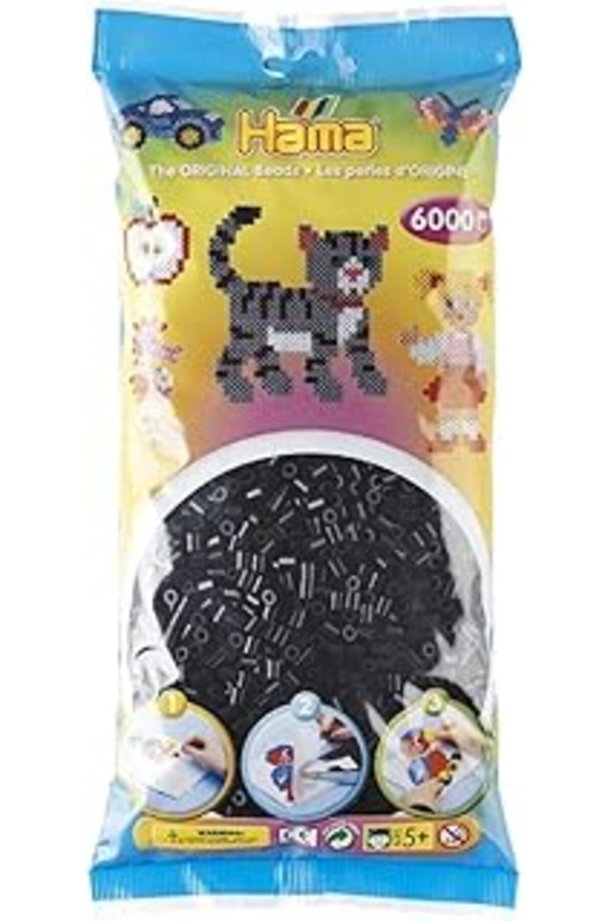 Mu Art Hama 0644047 - Bügelperlen, 6000 Stück, Schwarz