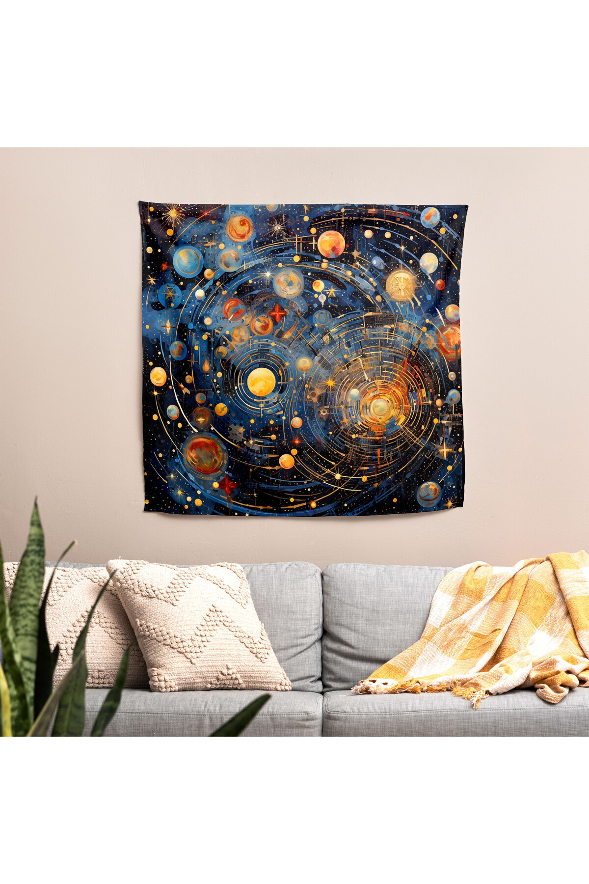 PaintedAnarchy-Modern Star Map Wall Blanket - Vibrant Colors, 100% Cotton Backing, Sublimation Print - 3