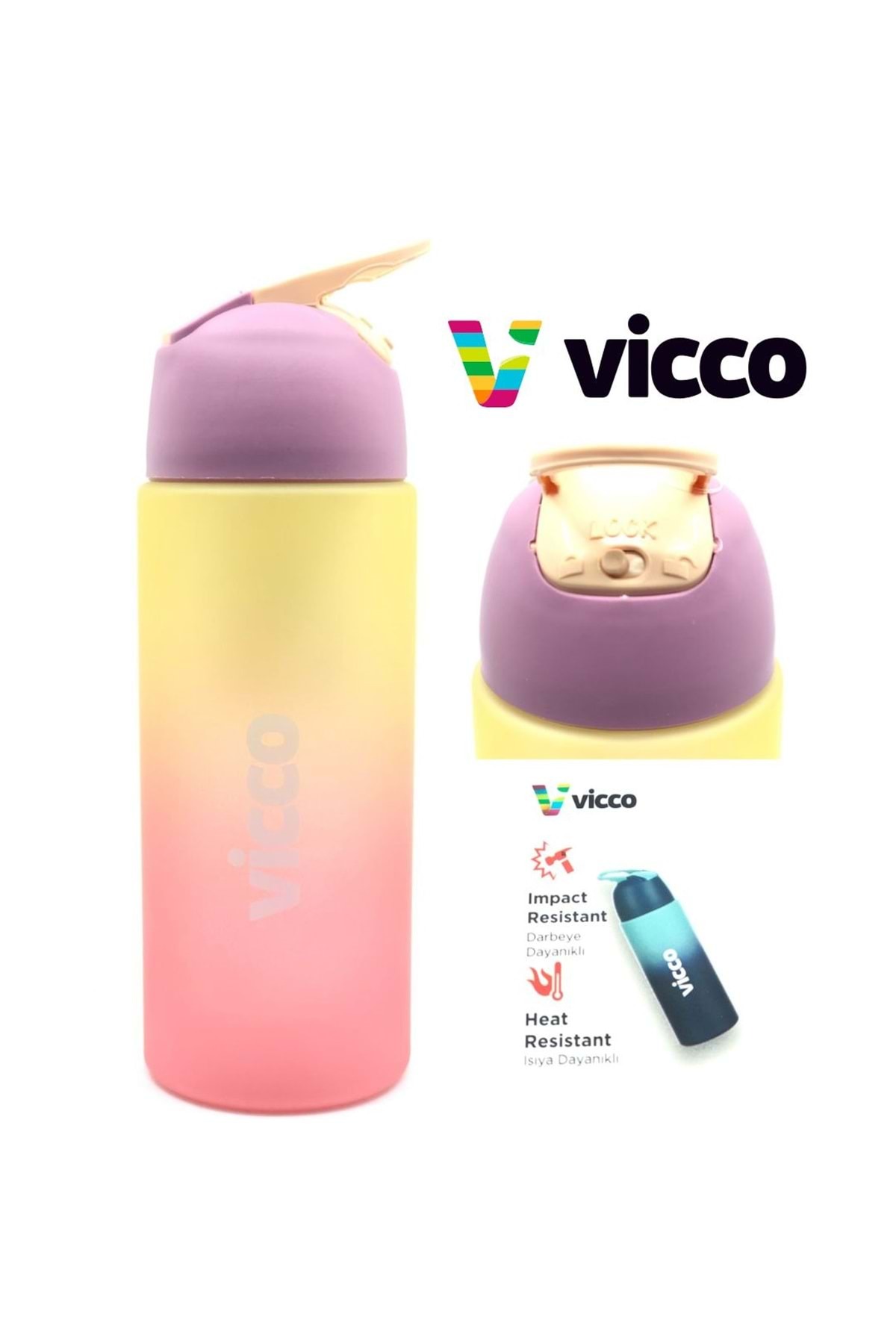 Vicco Water Flask Locked Lid Tritan Quick Flask Water Dispenser 500ml PINK