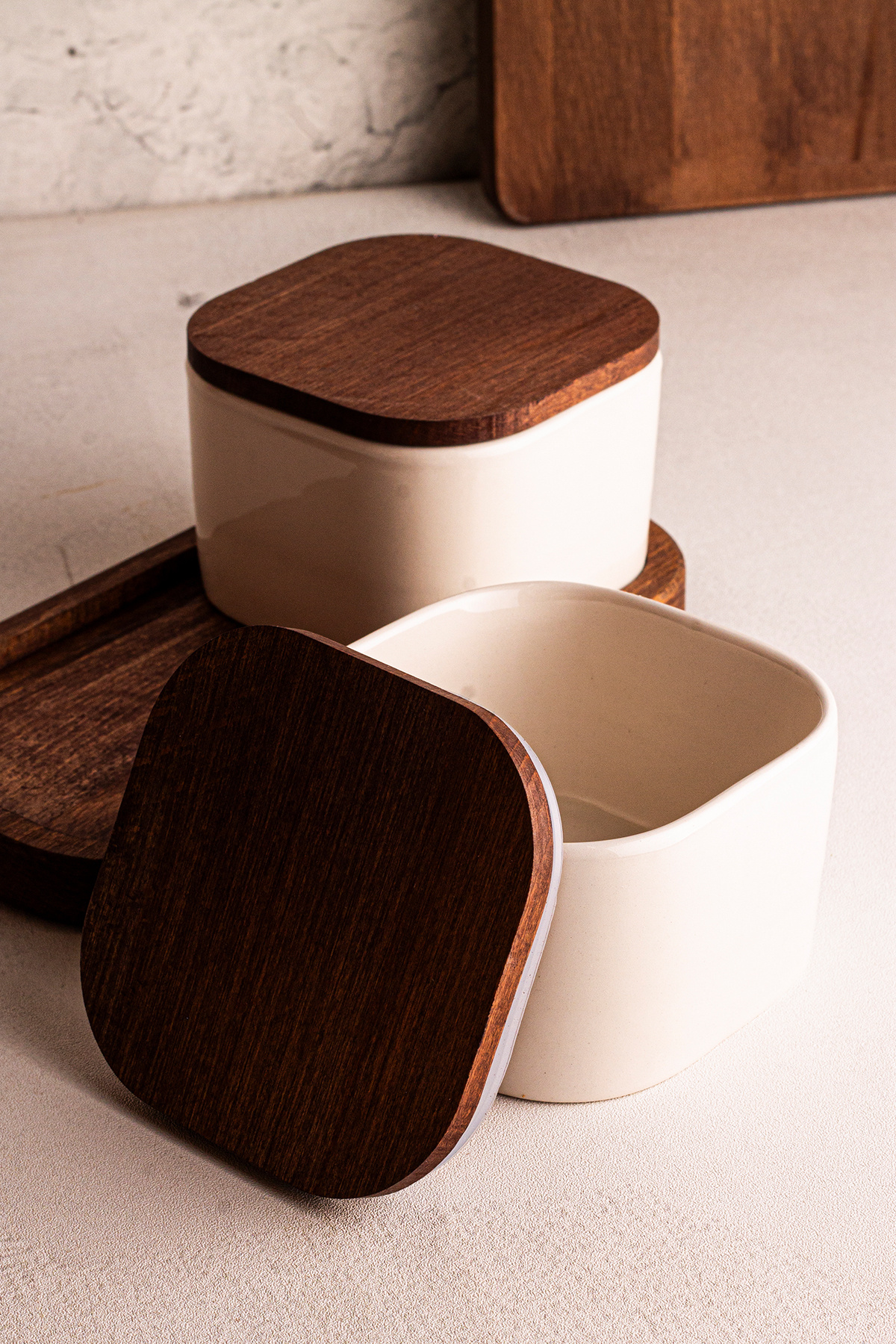 Snippy-Luma White 2'Li Vacuum Cup with Wooden Stand Vakum Kap 300 ml 8