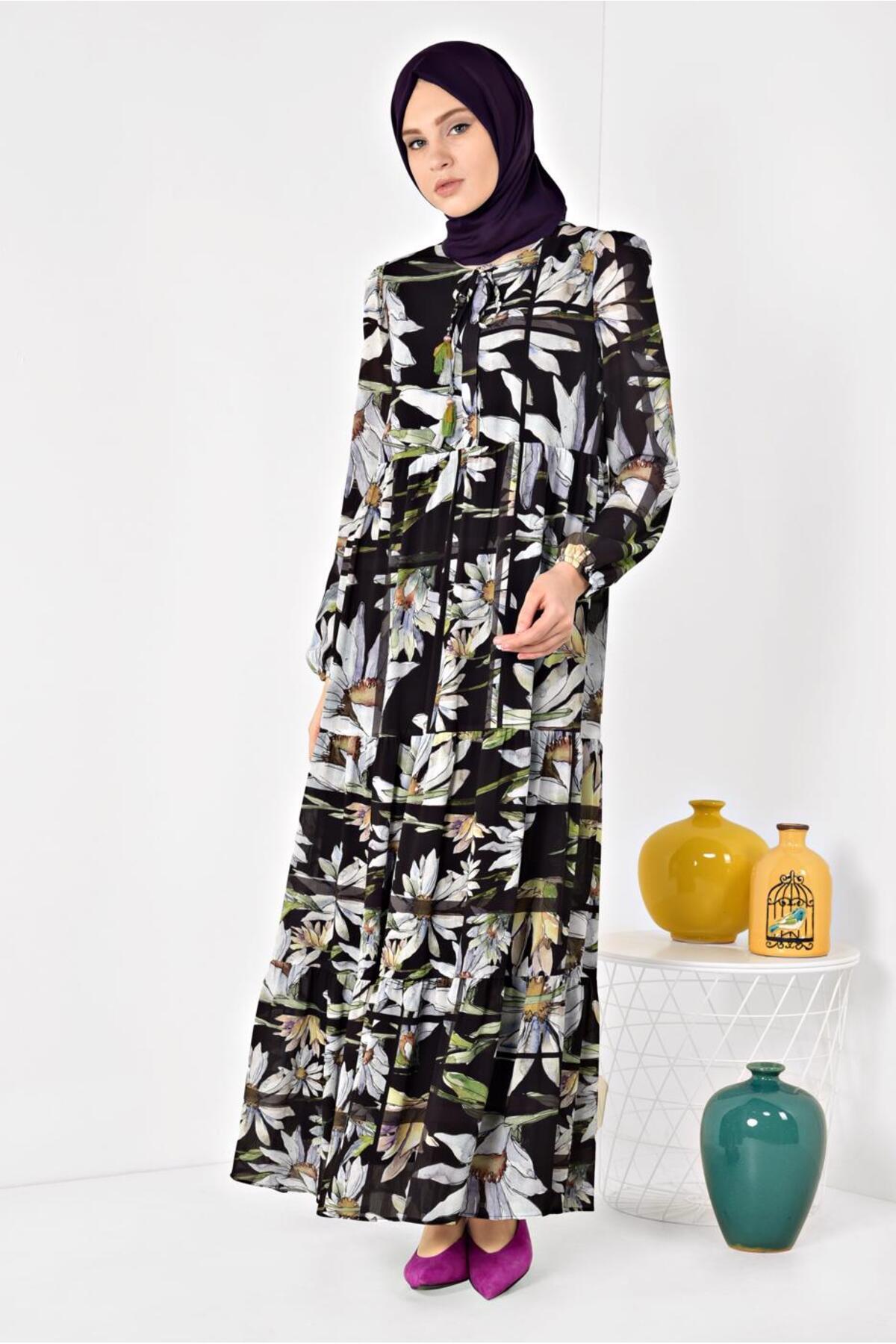 آلوینا لباس مجلسی طرح گلدار ۴۹۳۲