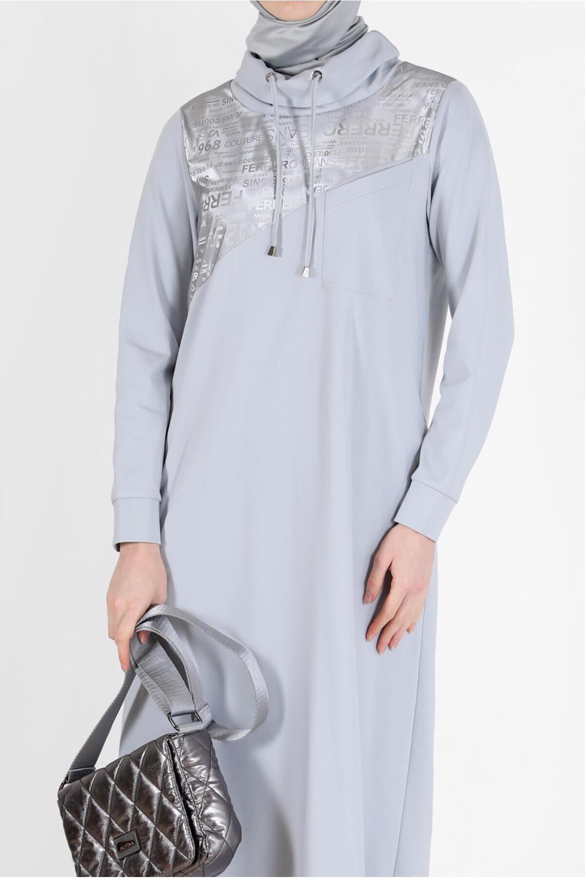 Alvina-Rochie cu guler Degaje imprimat Yazi - 42266 4