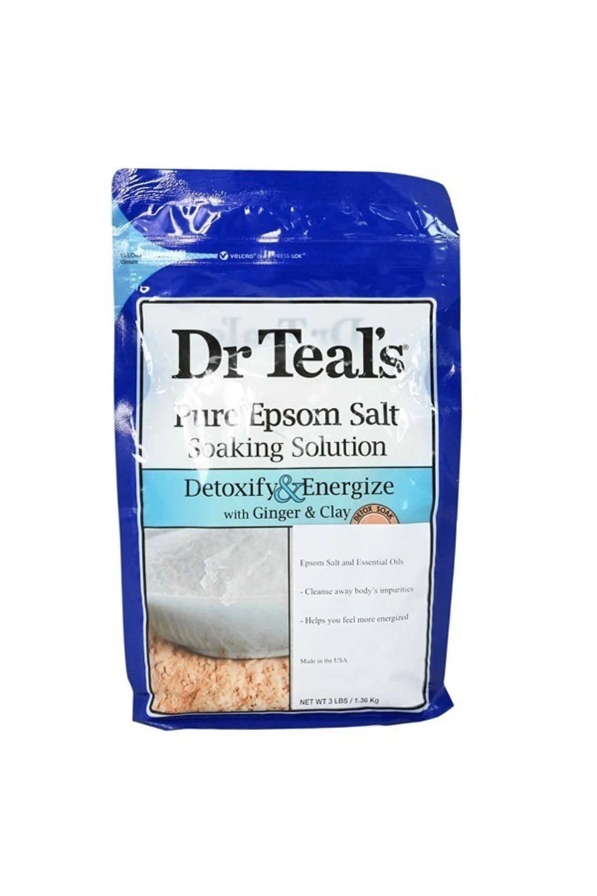 Dr Teals-Dr Teal's Pure Epsom Salt Soaking Solution To Detoxify And Energize With Ginger And Clay, 1.36 Kg 1