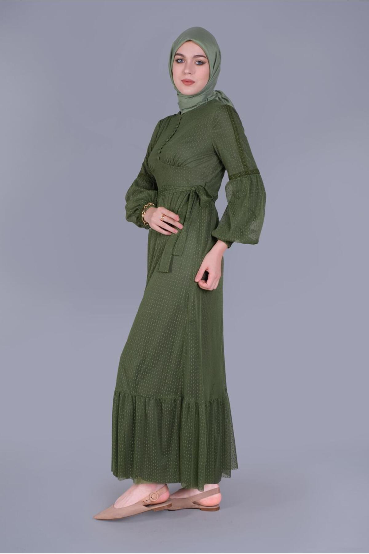 آلوینا لباس مجلسی دکمهدار کمربنددار مدل ۴۱۴۰۵ آلوینا لباس مجلسی دکمهدار کمربنددار مدل ۴۱۴۰۵