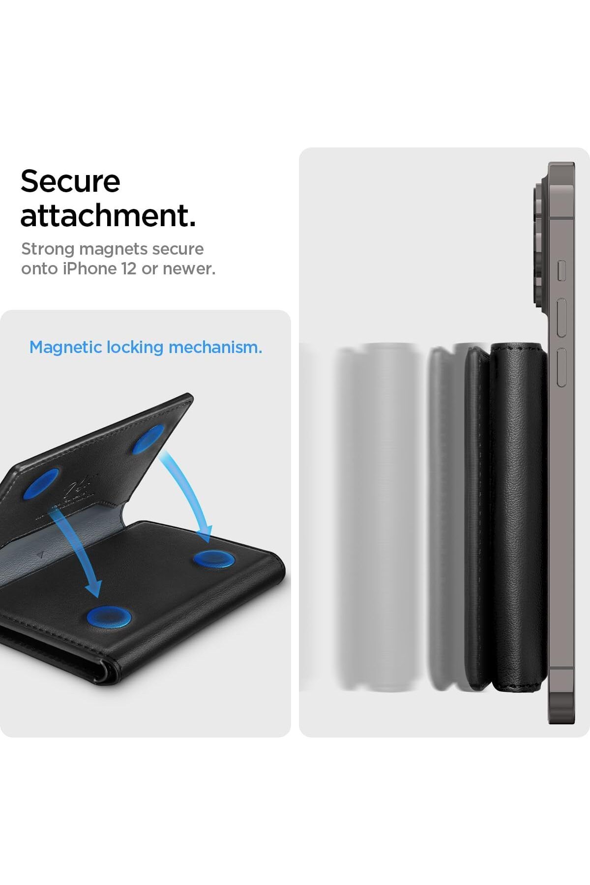 Spigen-Valentinus S MagFit Magnetic Card Holder 7-Cards Cash Trifold Stand MagSafe compatible  Black 6