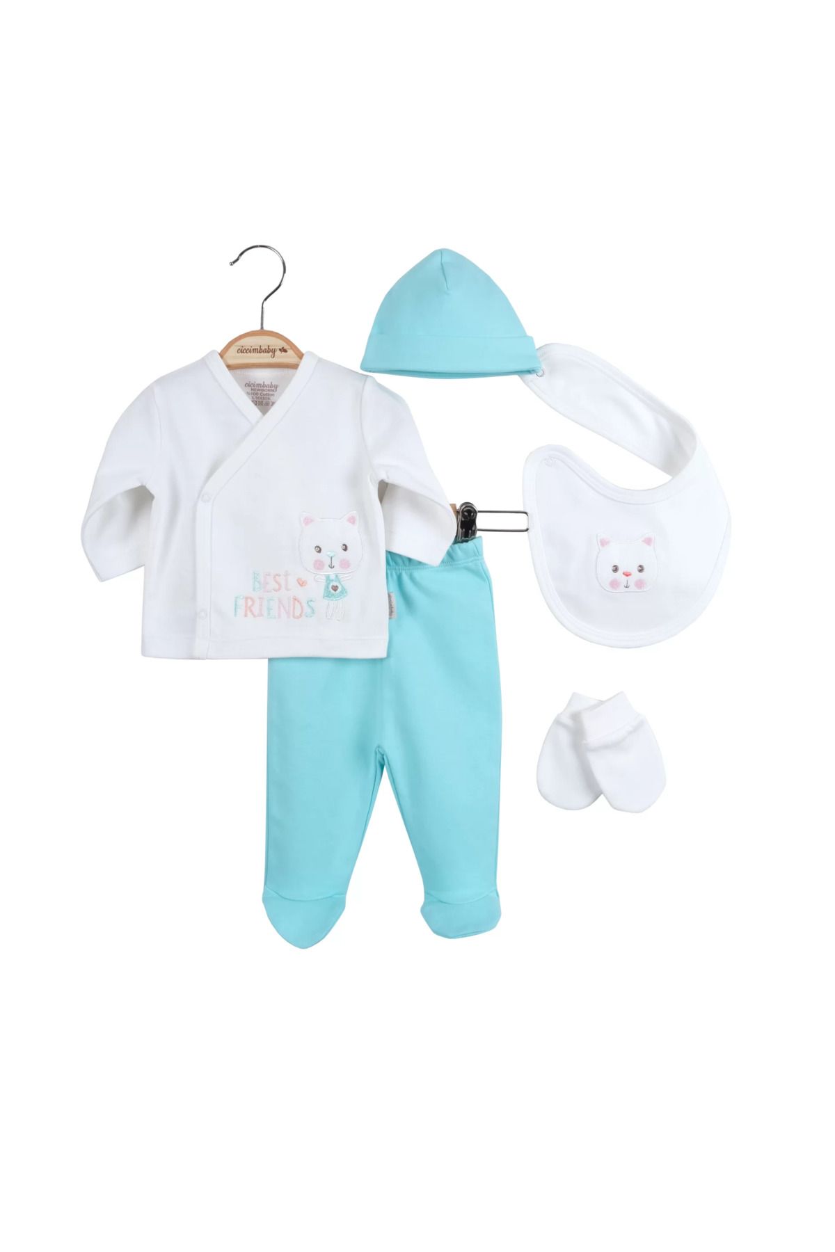 Mu Art Ahşap Best Friedens 5'Li Zıbın Set Mint Yeşili