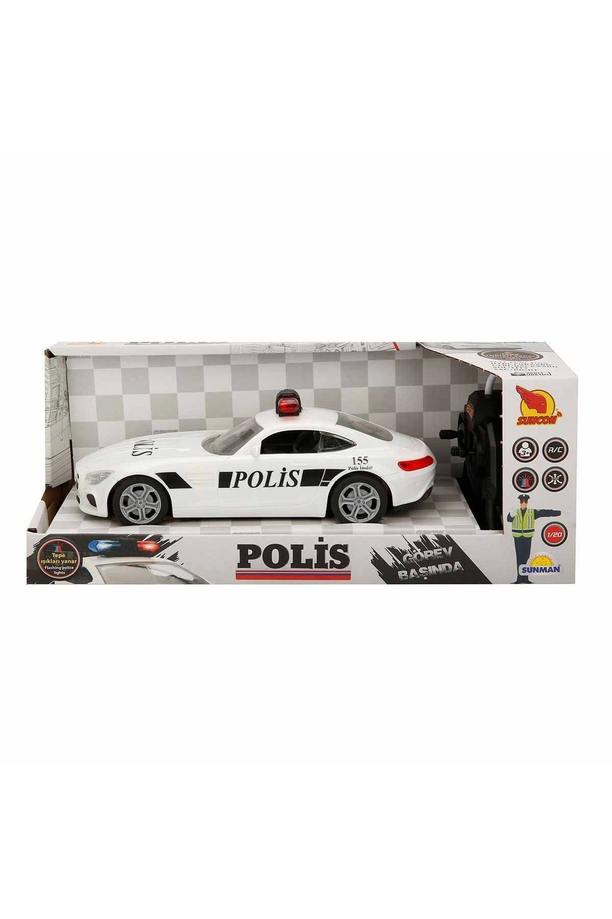 melfxxl eticaret melfxxl 20357 Uzaktan Kumandalı Suncon Işıklı Polis Arabası 21 Cm