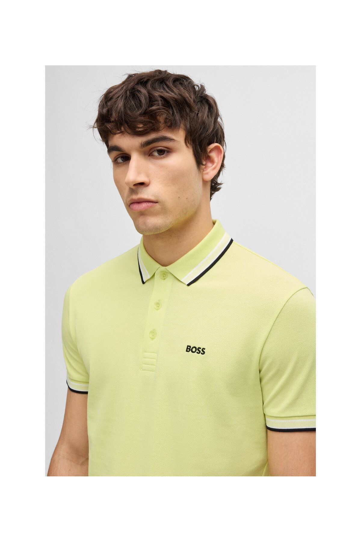 تی شرت یقه پولو مردانه آرم پایین پنبه PIKE POLO T SHIRT BOSS