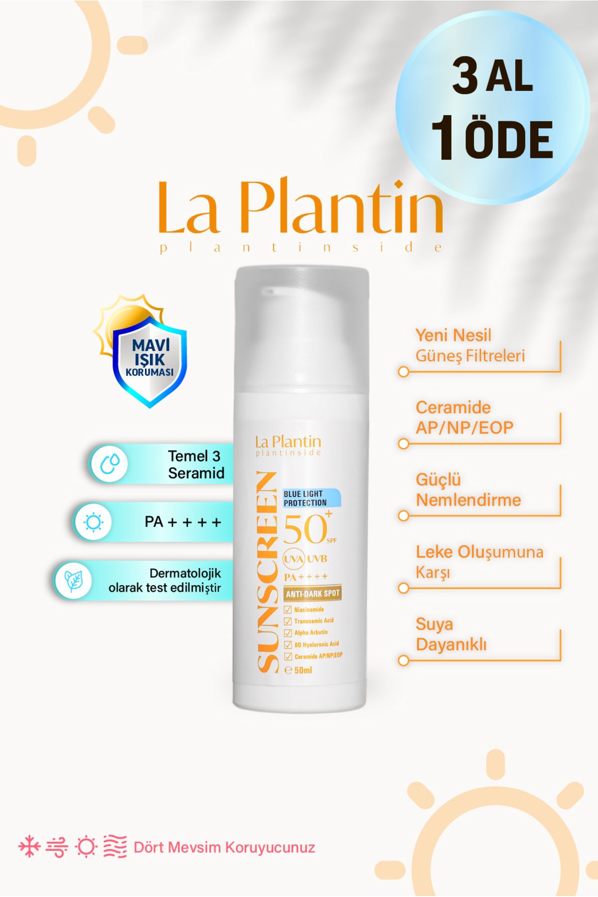 La Plantin Plant Inside Leke Karşıtı Yüz Güneş Kremi SPF 50+