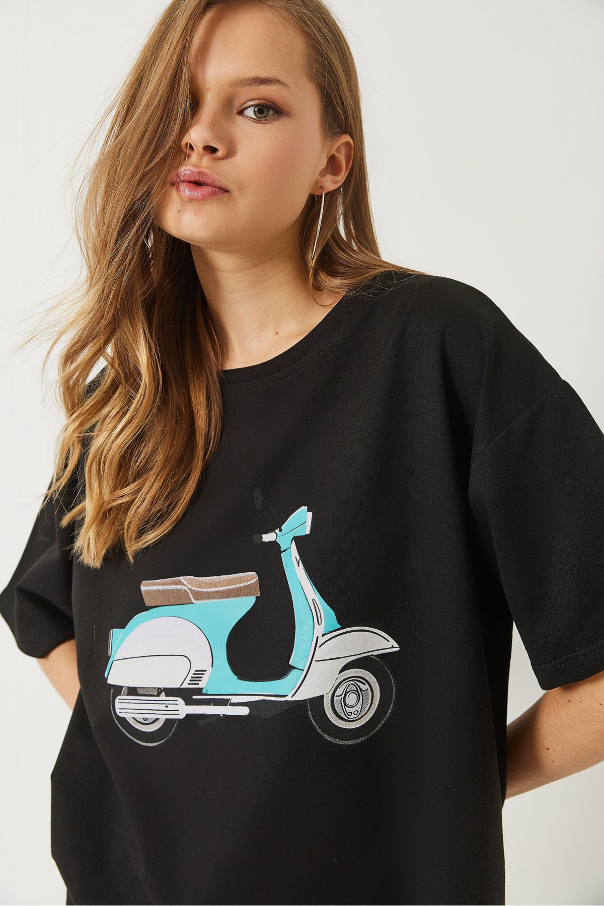 Bianco Lucci-Women's Scooter Printed Short Sleeve Bicycle T-Shirt 3098 60283072 5