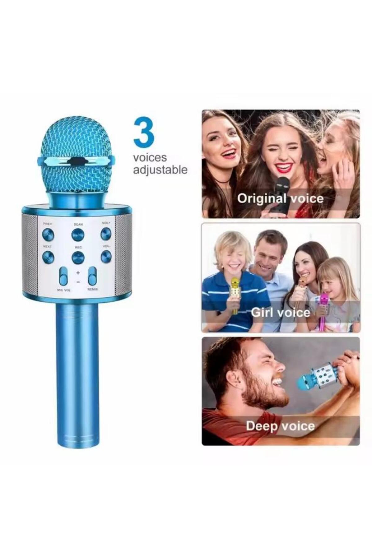 ميكروفون كاريوكي لاسلكي محمول باليد مزود بتقنية البلوتوث مع راديو FM قابل للتعديل