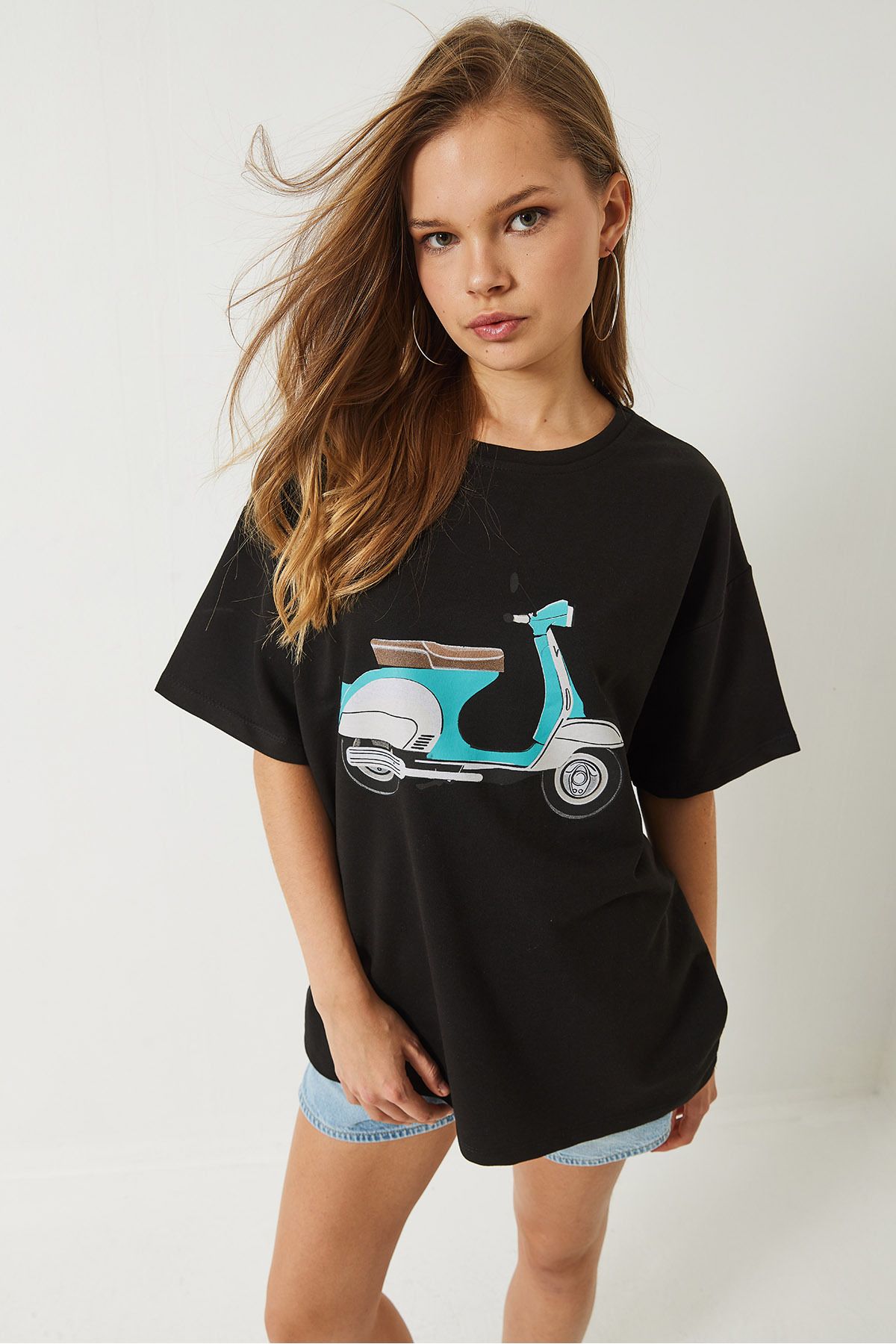 Bianco Lucci-Women's Scooter Printed Short Sleeve Bicycle T-Shirt 3098 60283072 4