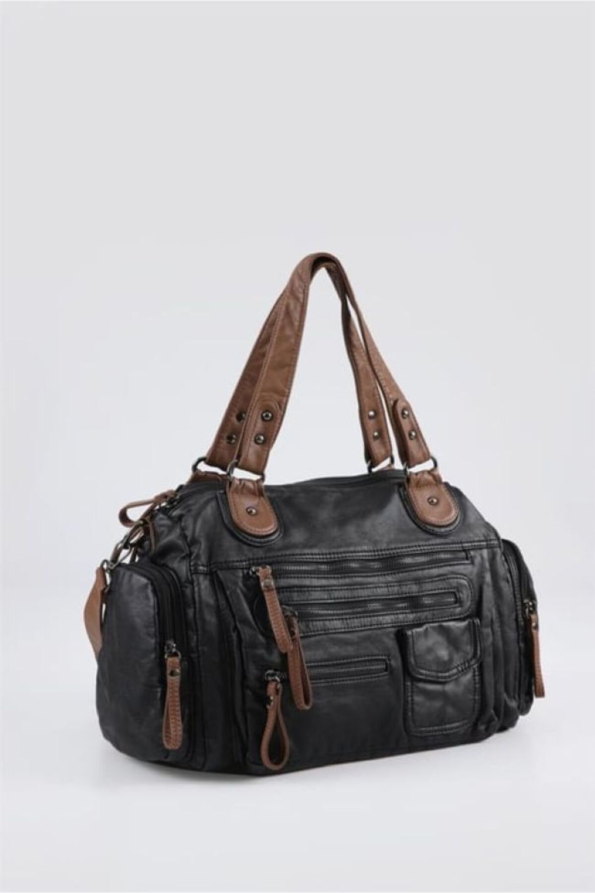 ÇÇS-Soft Texture Wash Leather Hand and Shoulder Bag 1