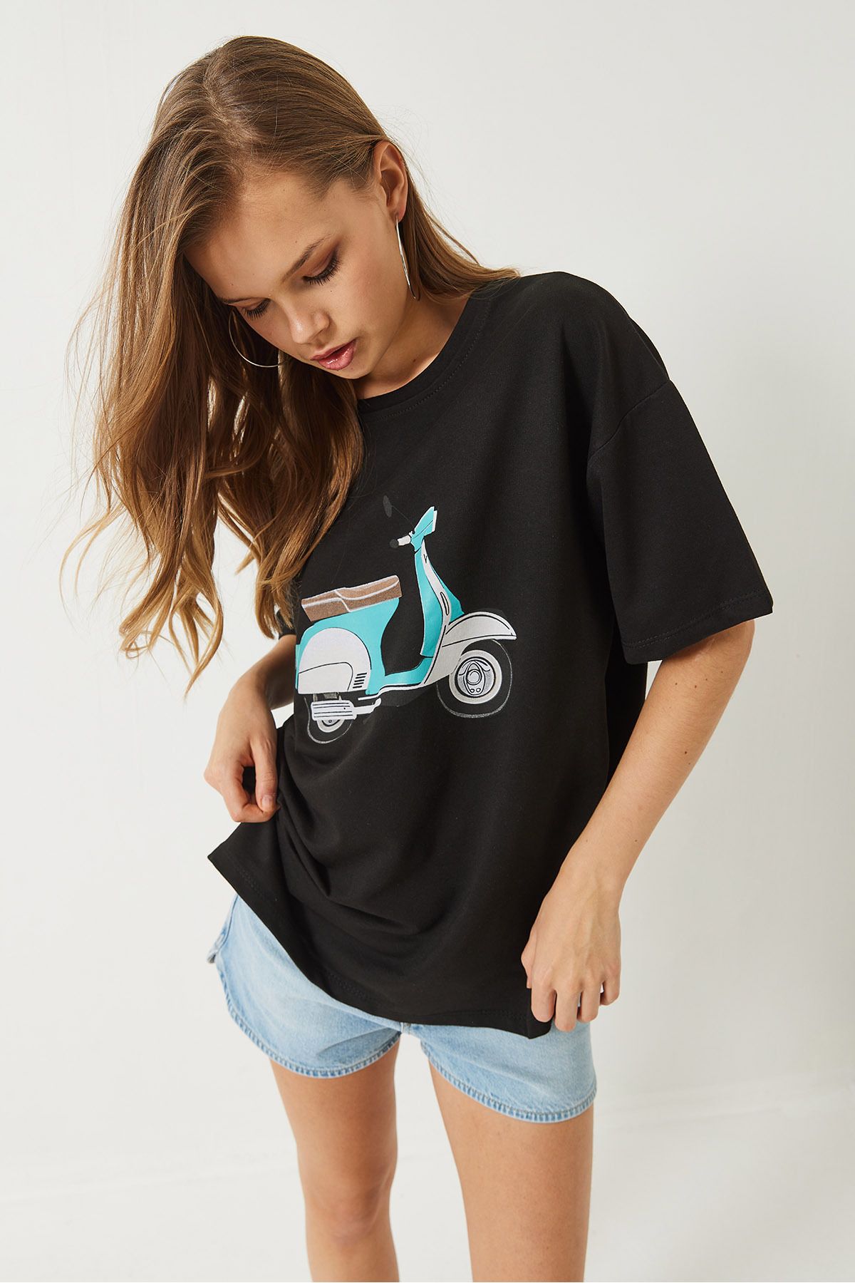 Bianco Lucci-Women's Scooter Printed Short Sleeve Bicycle T-Shirt 3098 60283072 3