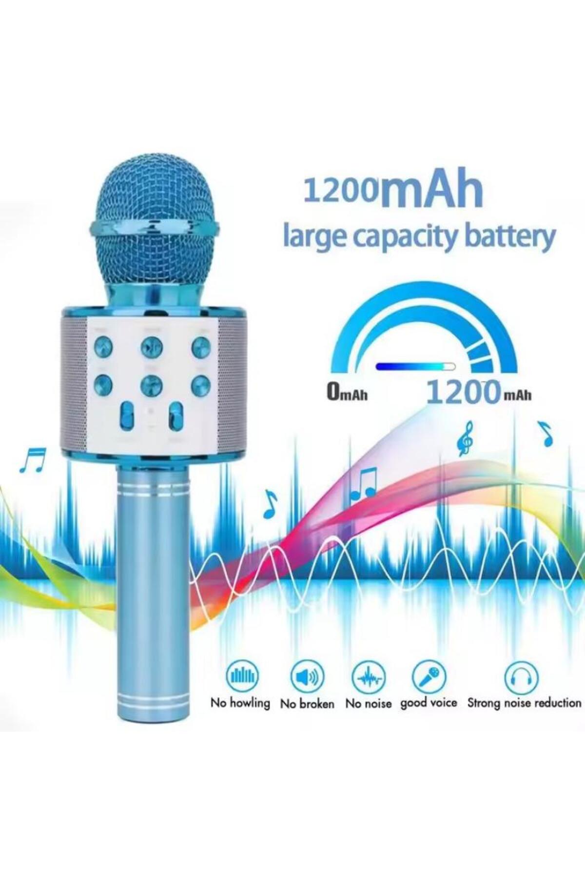 ميكروفون كاريوكي لاسلكي محمول باليد مزود بتقنية البلوتوث مع راديو FM قابل للتعديل