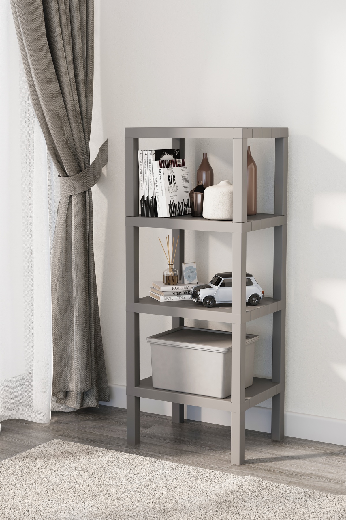 Ombeg Color 4-Tier Shelving Unit Gray