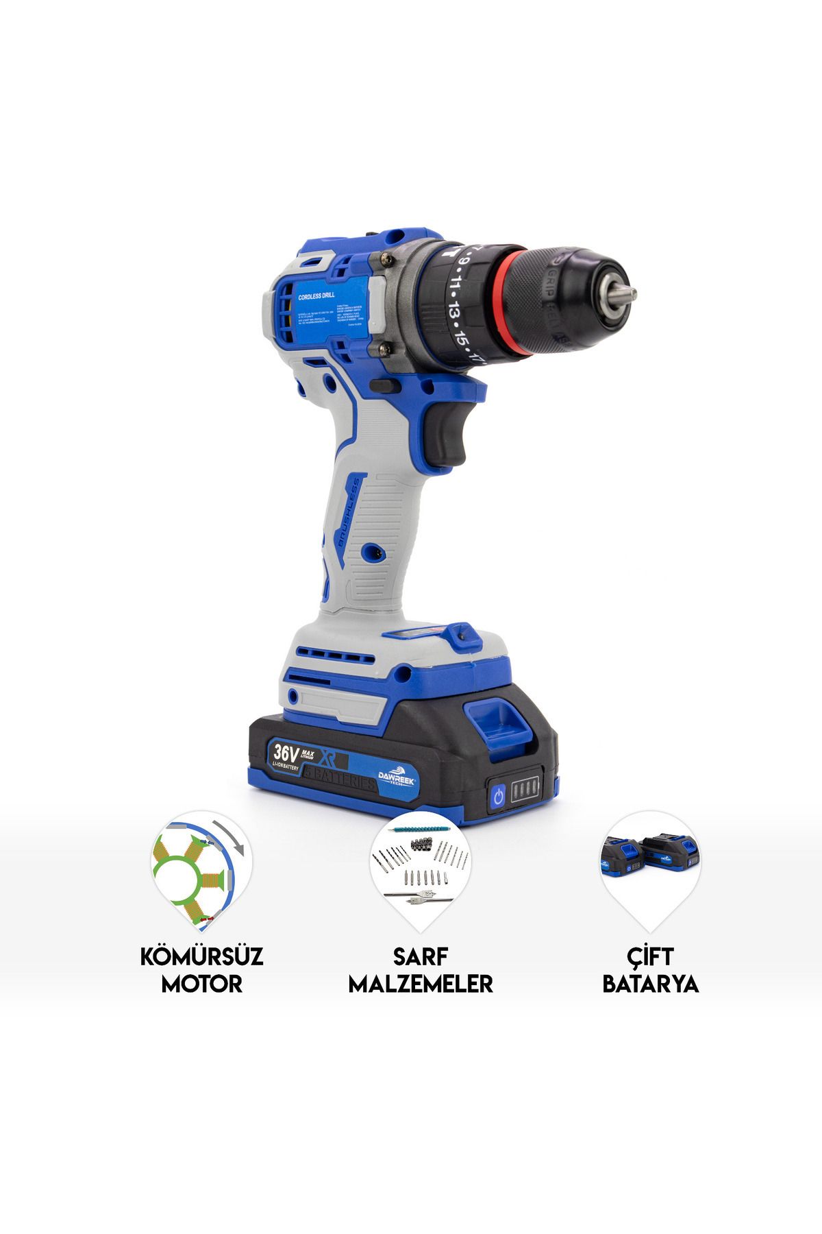 aren je 10mm Blue Kömürsüz Vidalama