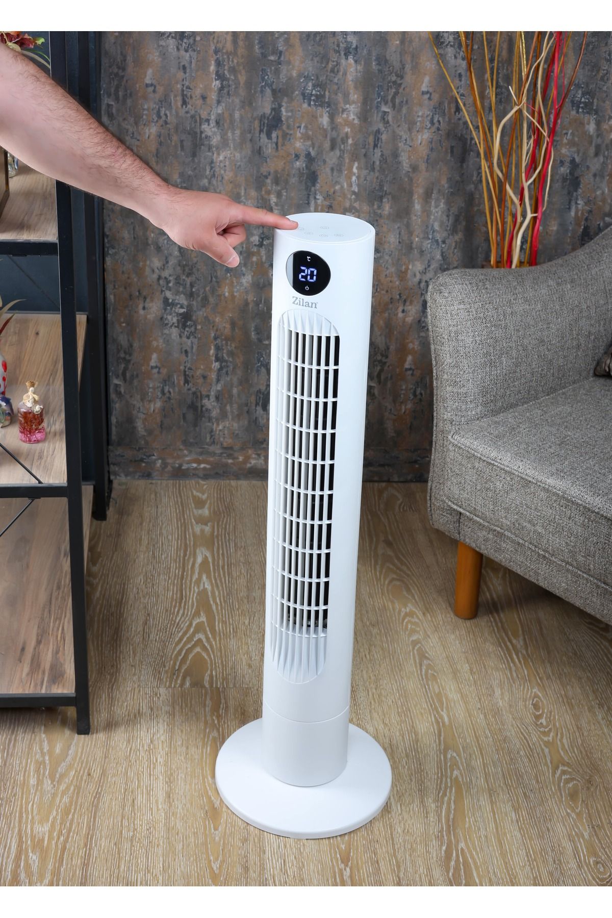 Zilan-Tower Fan Zln1023, Led Display, Timer, 3 Speeds, 3 Preset Modes, 60w 7