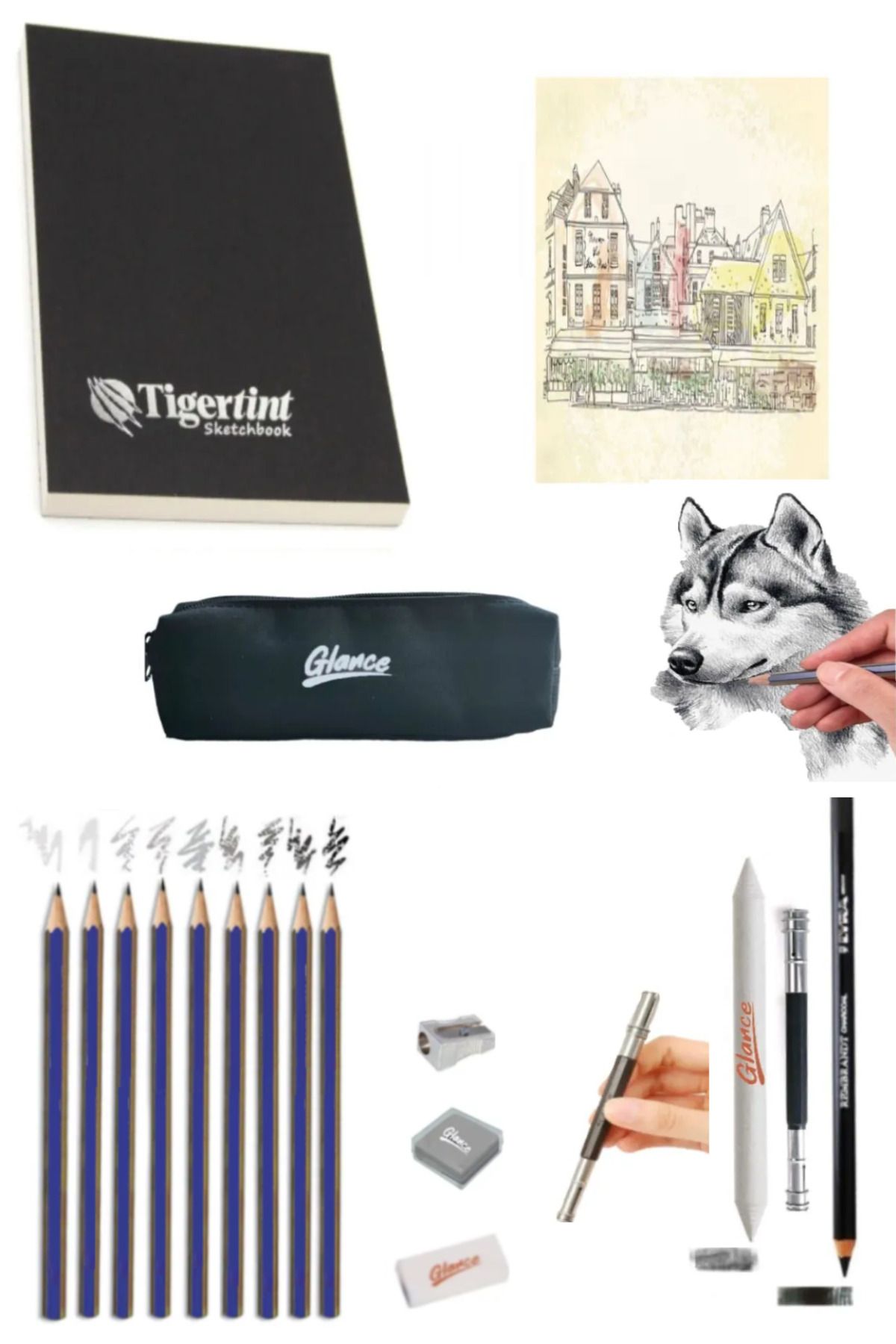 GLANCE-Tigertint Sketchbook Notebook 100 Gr A5 80 Yp Graduated Pencil Sketch Set 1
