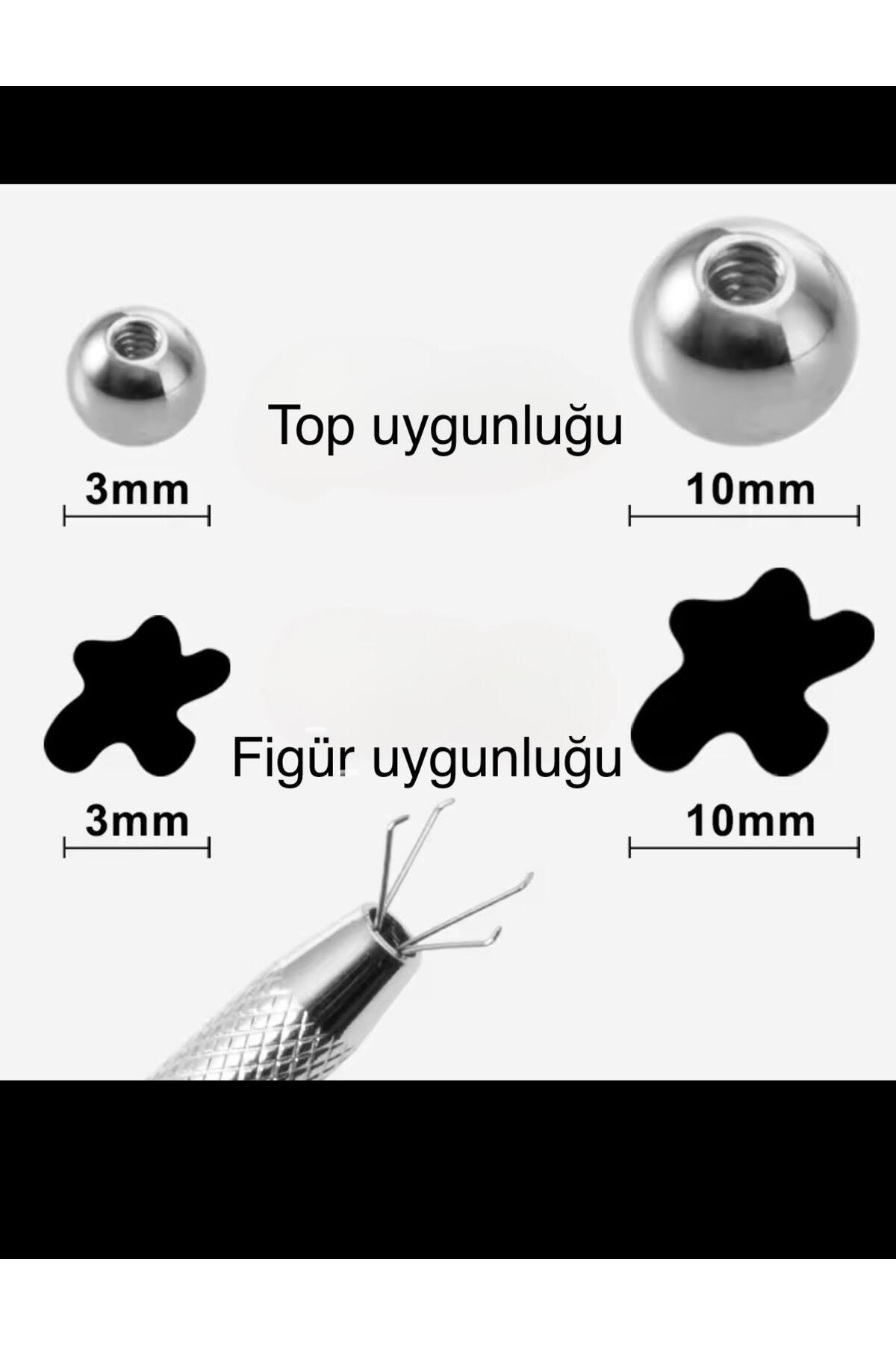 Arescollection çelik , piercing top tutucu,piercing topu kolay takma çıkarma aparatı. görsel 3