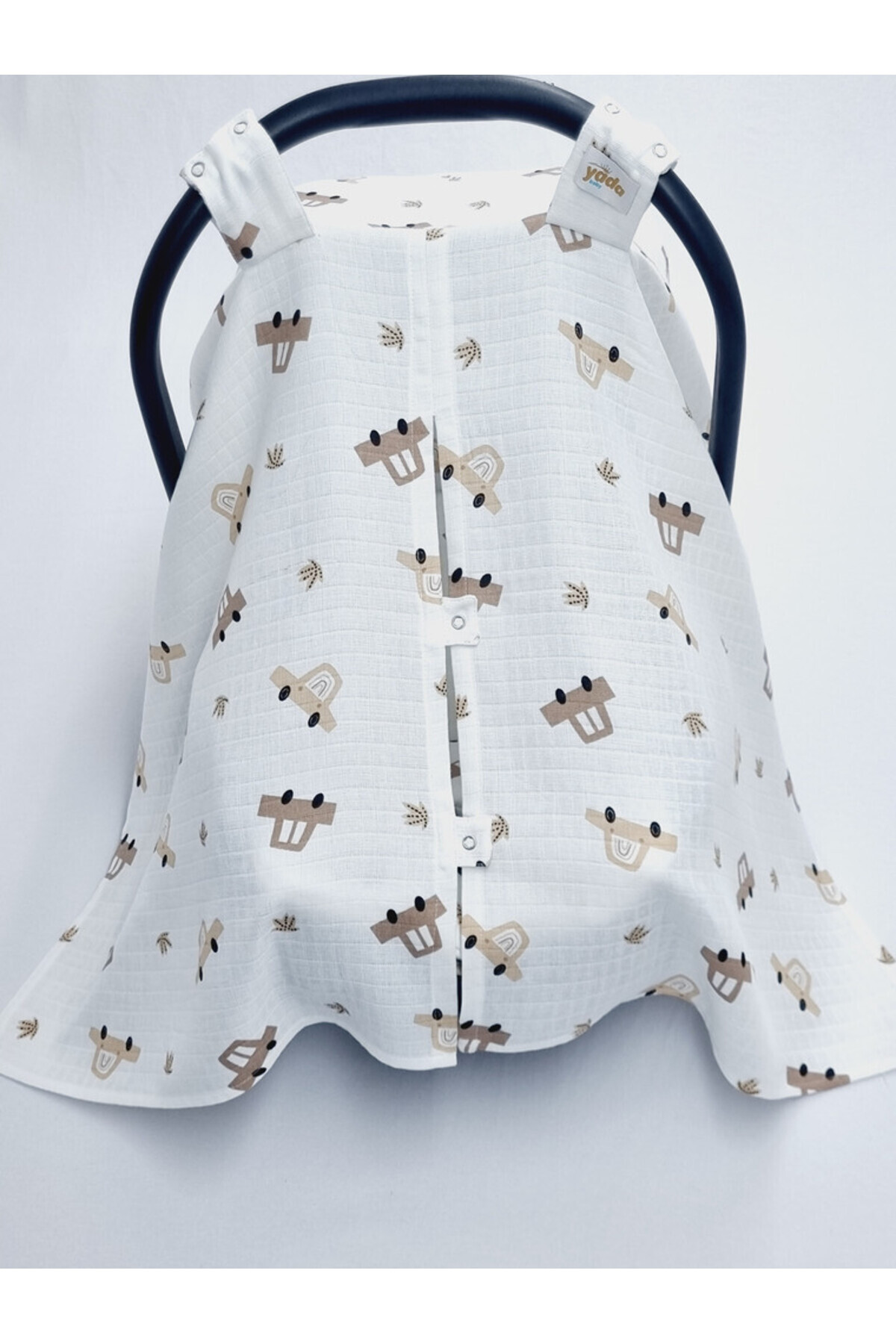 Yada Baby %100 Organik Pamuklu Kumaştan Müslin Tek Kat Minderli Puset Örtüsü Seti fotoğrafı 3 (önizleme)