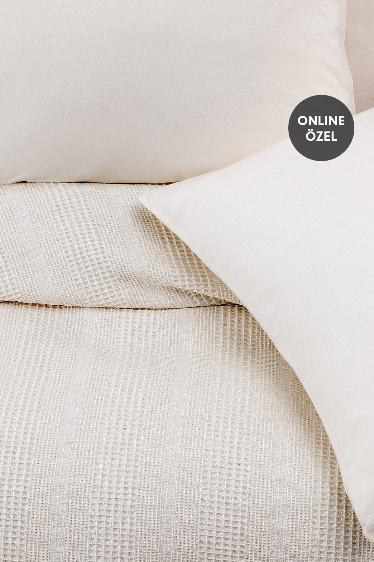 Yataş-Liona Double 100% Cotton Pique Set - Ecru 2