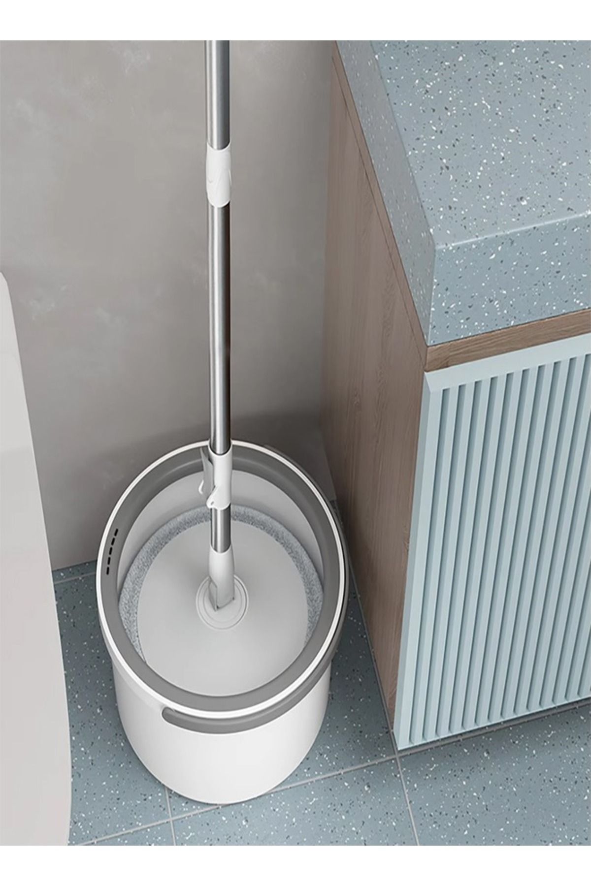 Cady One-360 Degree Spin Mop And Bucket, Self Separating Flat Mop Set With 4 Microfiber Pads 8