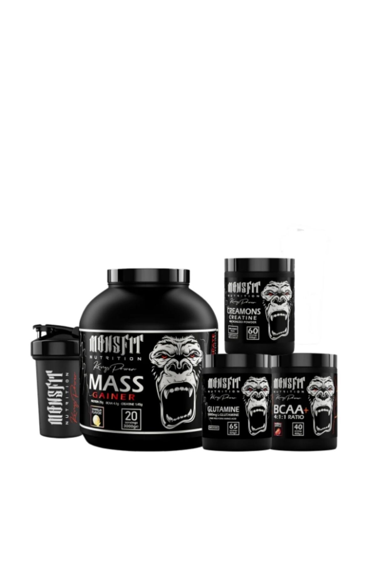 MONSFİT Mass Gainer 3000G (Vanilya Aromalı) + Amino Asit Kombinasyonu (Hacim ve Performans)