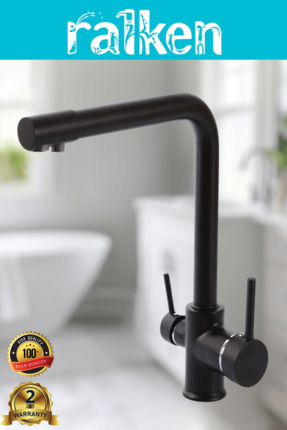 RALKEN Arıtma, Sıcak, Soğuk Çıkışlı 3 Yollu Siyah Lüx Arıtmalı Eviye Mutfak B...